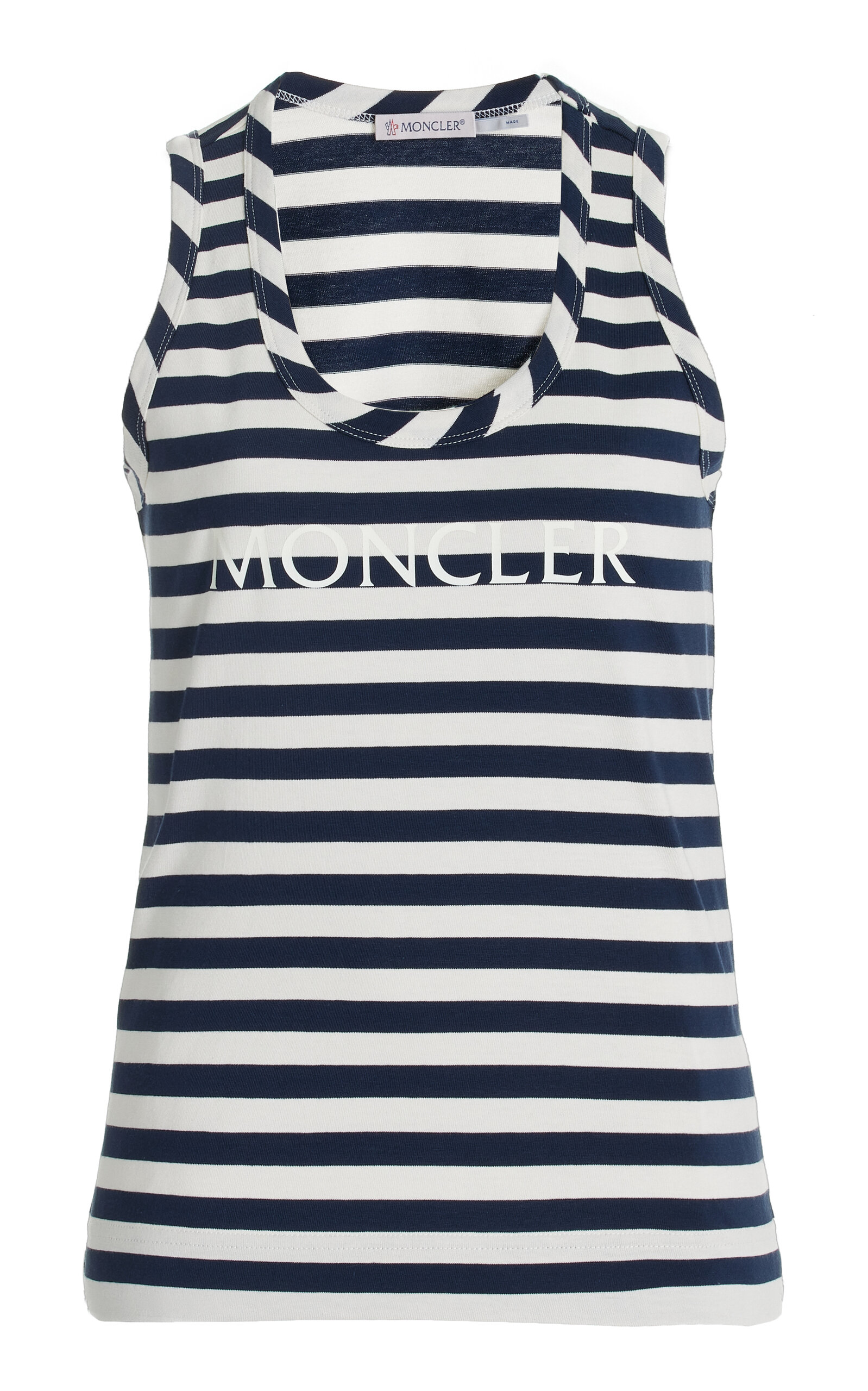 Shop Moncler Striped Cotton-jersey Tank Top In Multi