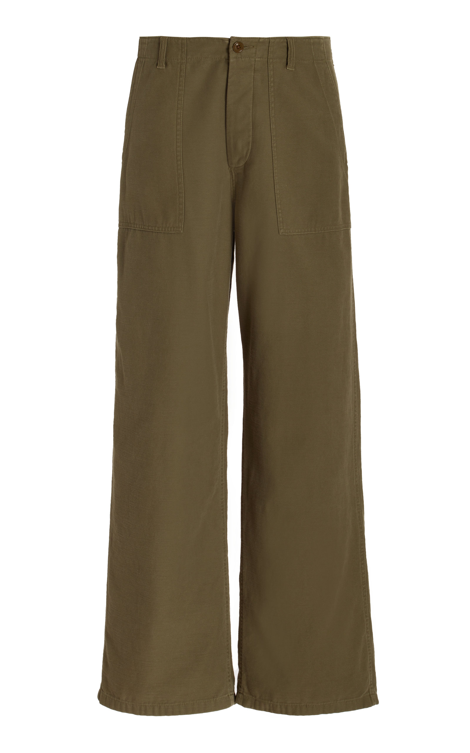 R13 Low-rise Wide Leg Cotton Trousers In Green
