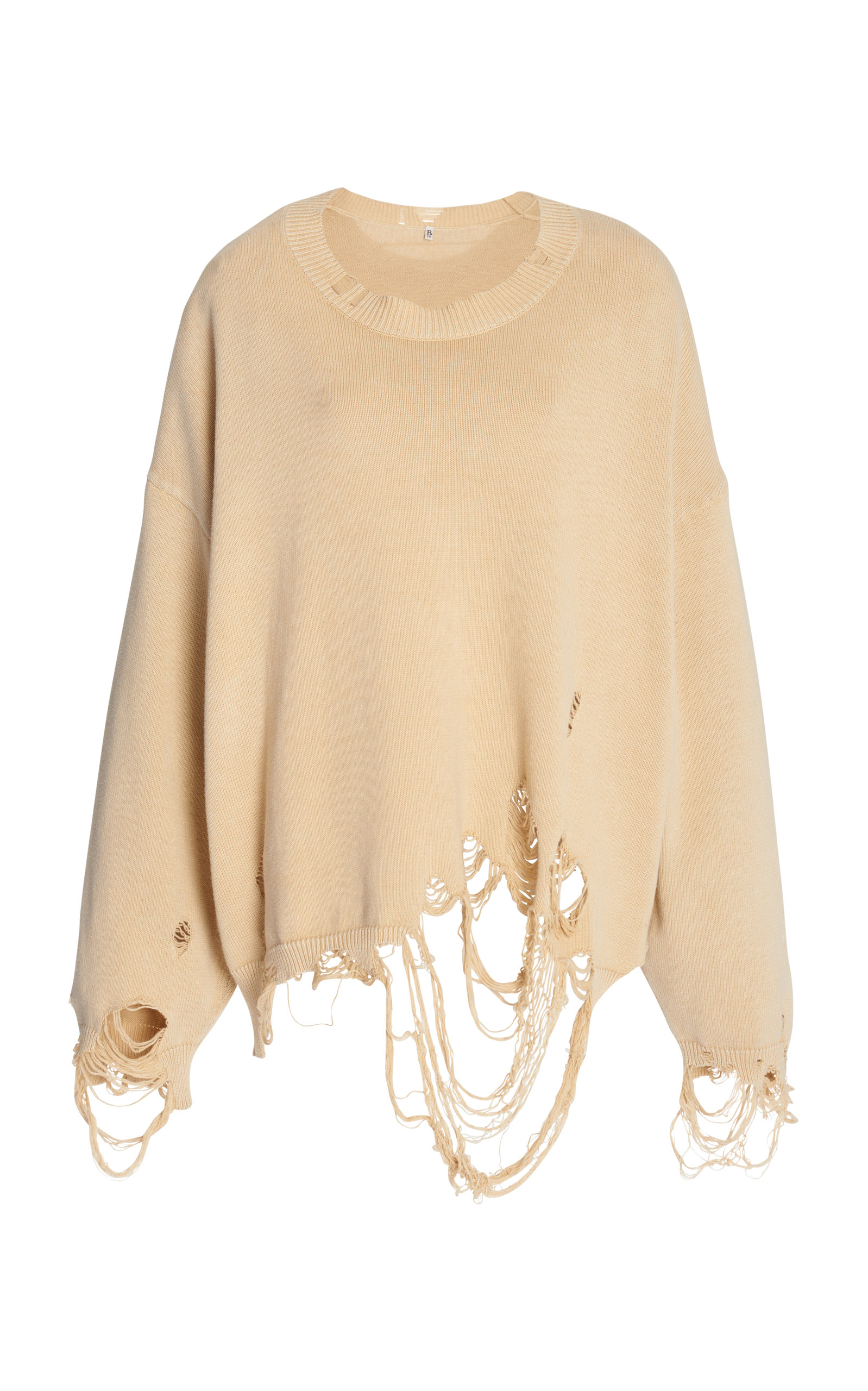 R13 WOMEN'S DISTRESSED OVERSIZED COTTON SWEATER