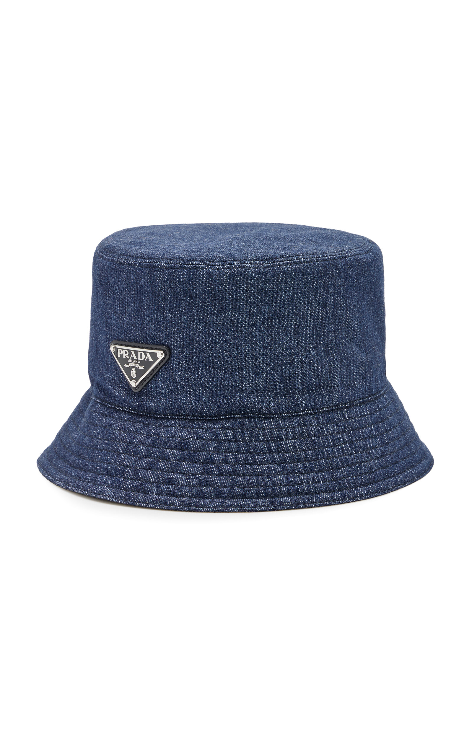 Shop Prada Denim Bucket Hat In Blue