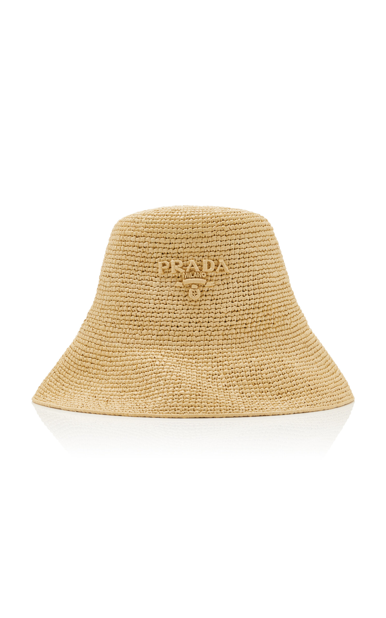 Shop Prada Raffia Bucket Hat In Neutral