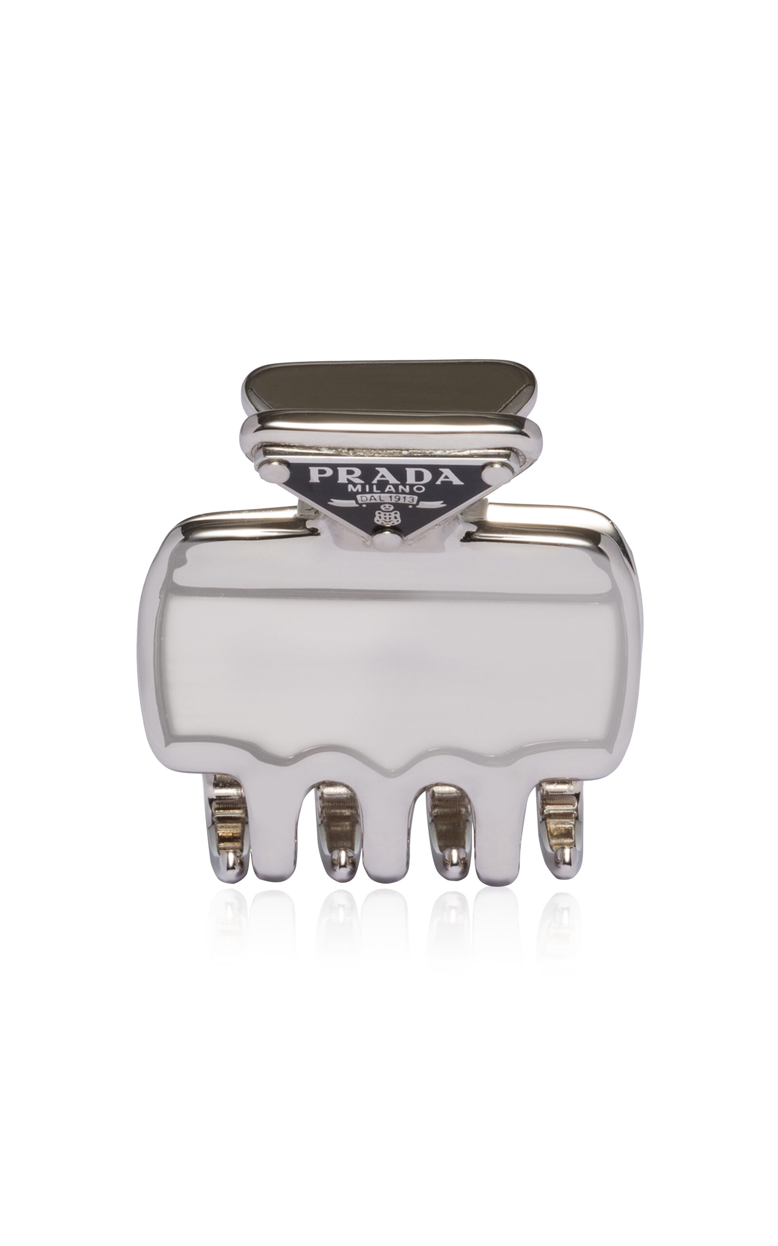 Prada Metal Hair Clip In Silver