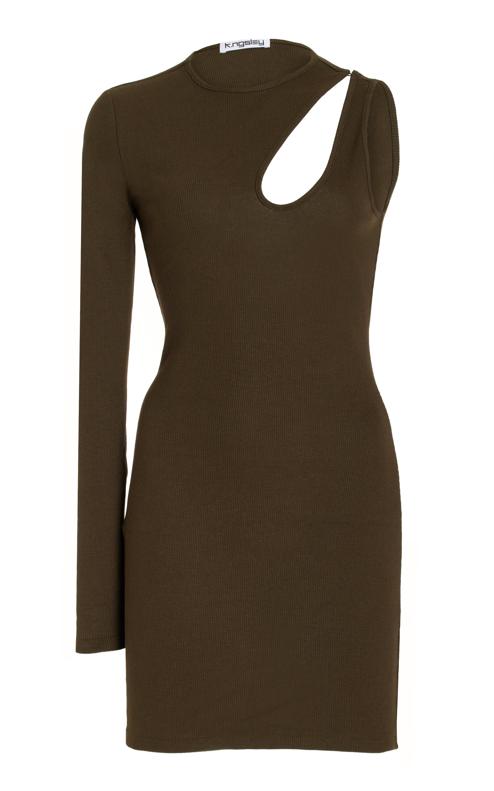Shop K.ngsley R4 Asymmetric Stretch-cotton Mini Dress In Green