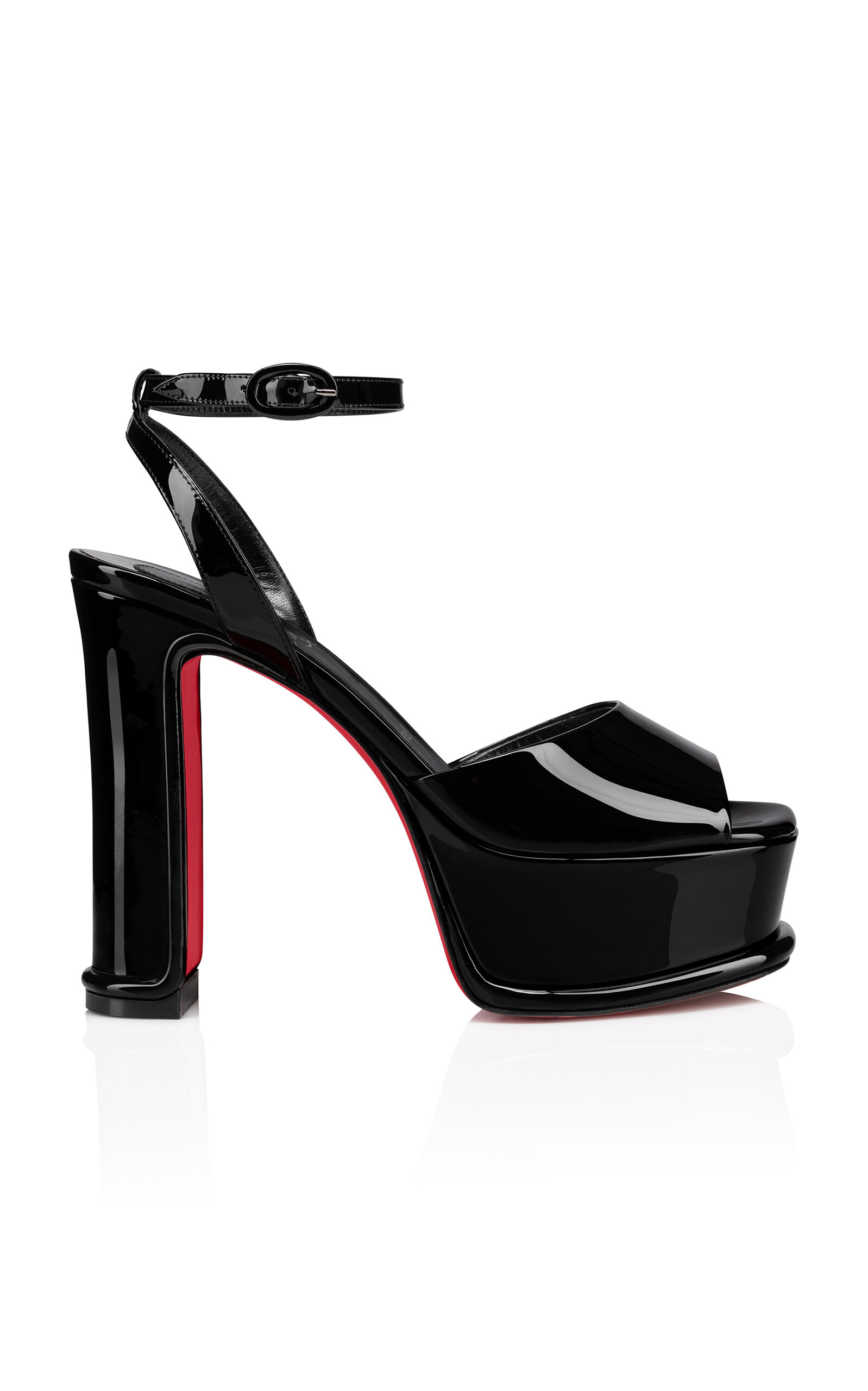 Christian Louboutin Amali Alta 130mm Patent Leather Platform Sandals In Black