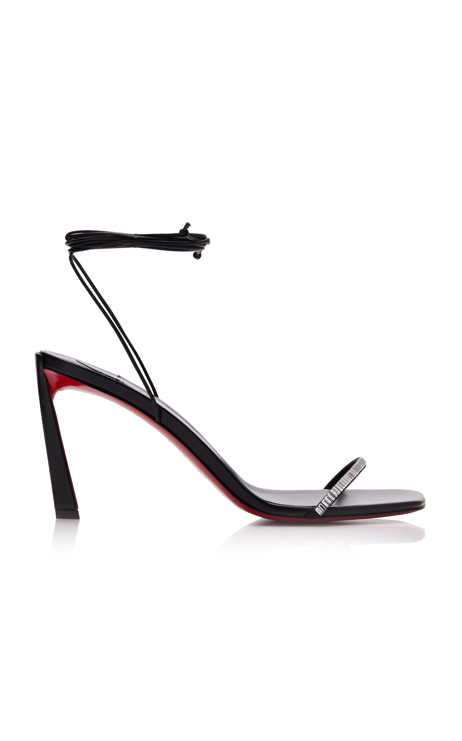 Christian Louboutin Condora Crystal Ankle-wrap Red Sole Sandals In Black
