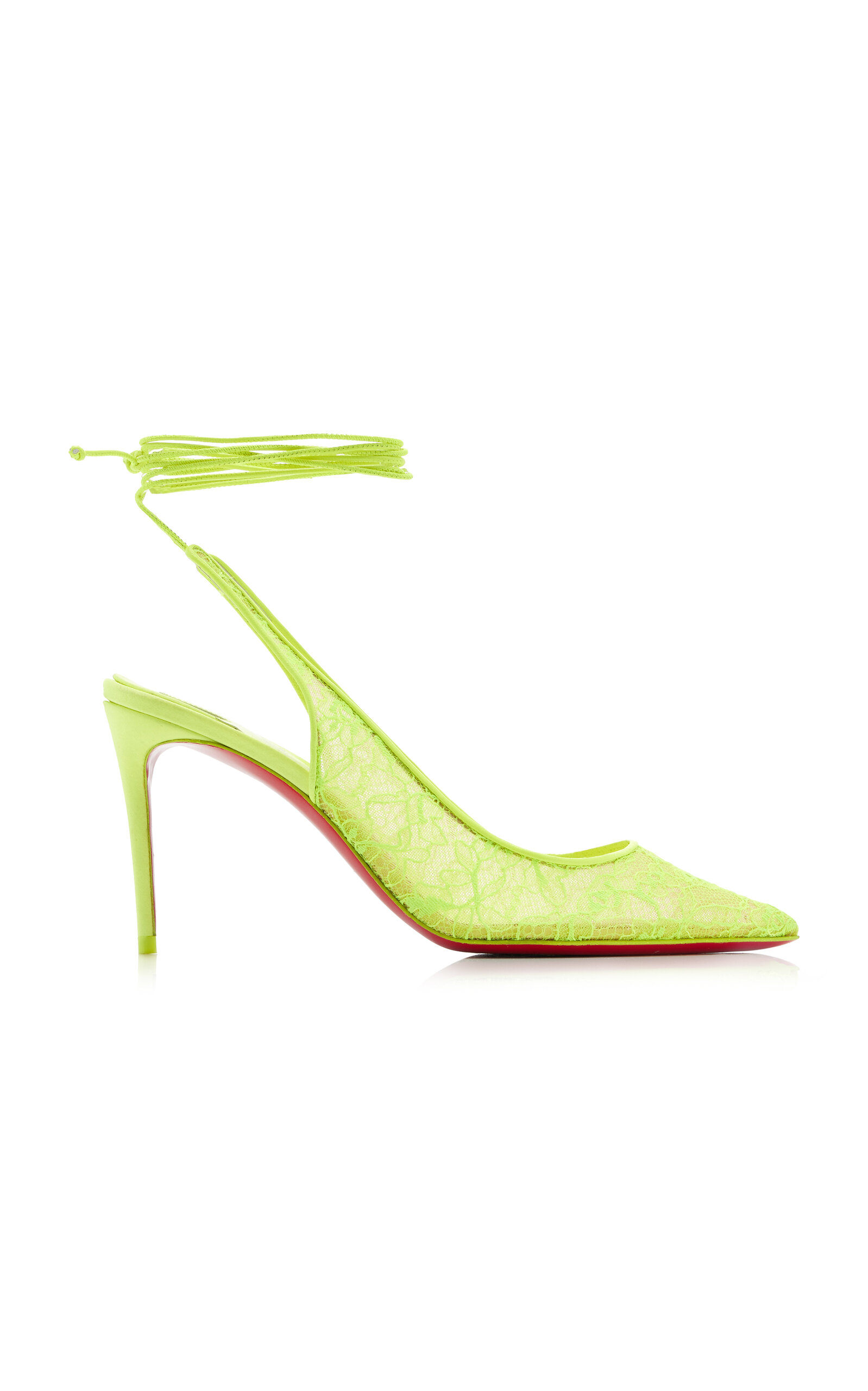 Christian Louboutin Kate 85mm Lace-up Lace Pumps In Yellow