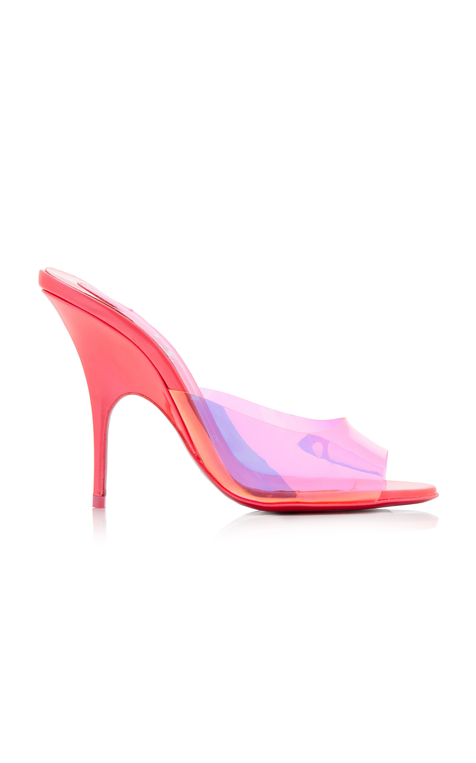 Christian Louboutin Just Arch 100mm Patent Leather And Pvc Sandals In Pink
