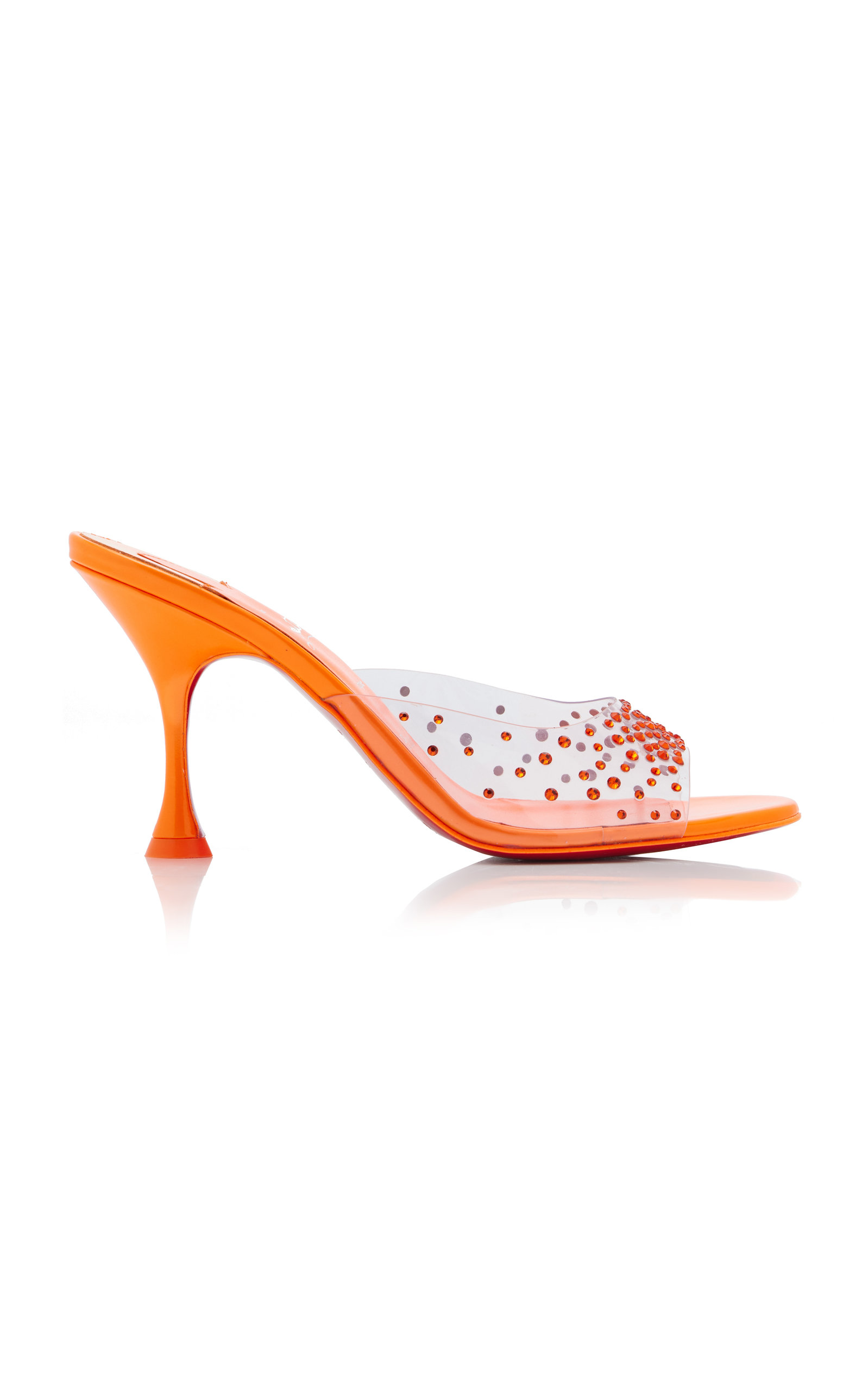 Christian Louboutin Degramule 85mm Crystal-embellished Pvc Mules In Orange