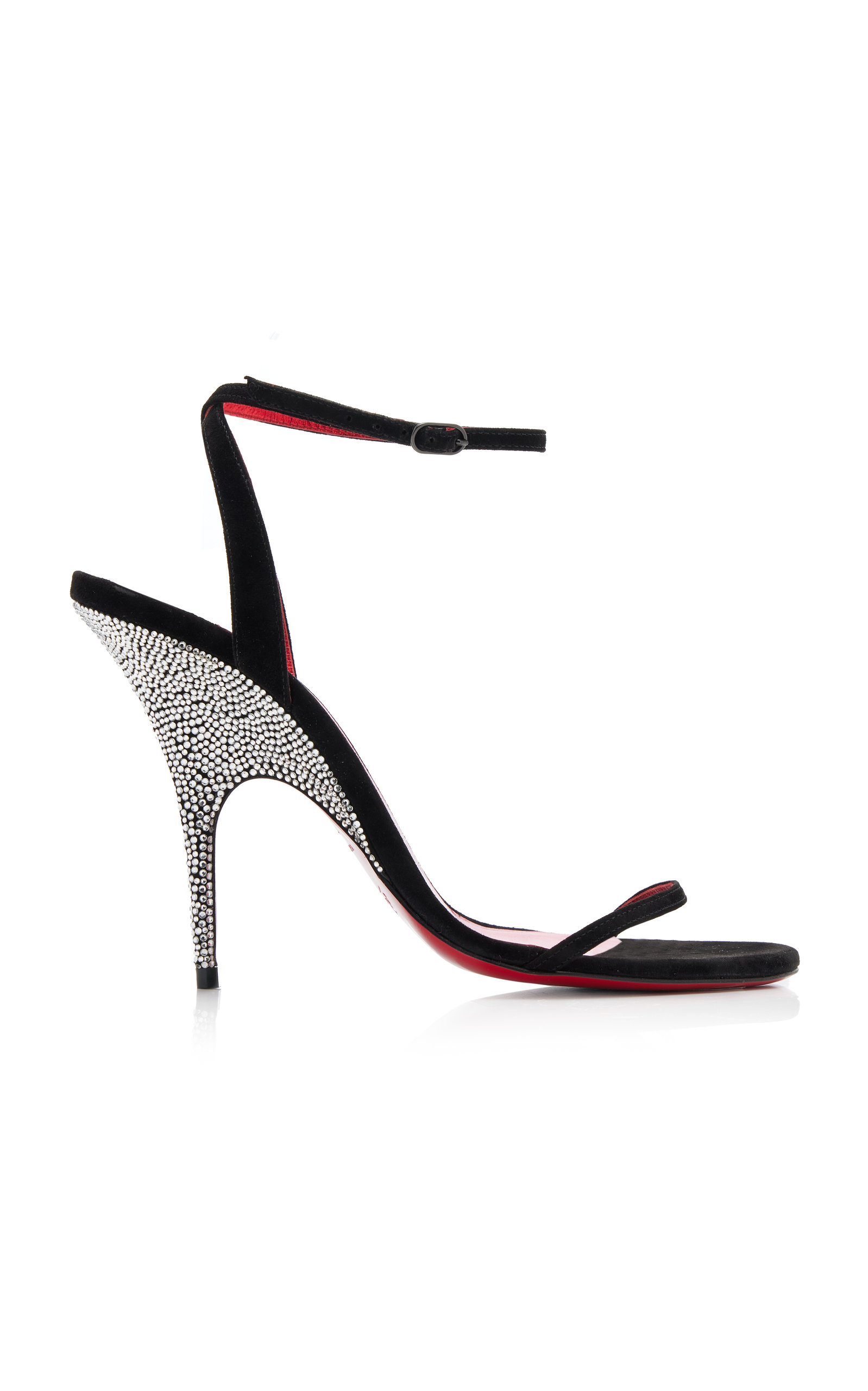 Shop Christian Louboutin Arch Queen 100mm Embellished Suede Sandals In Black