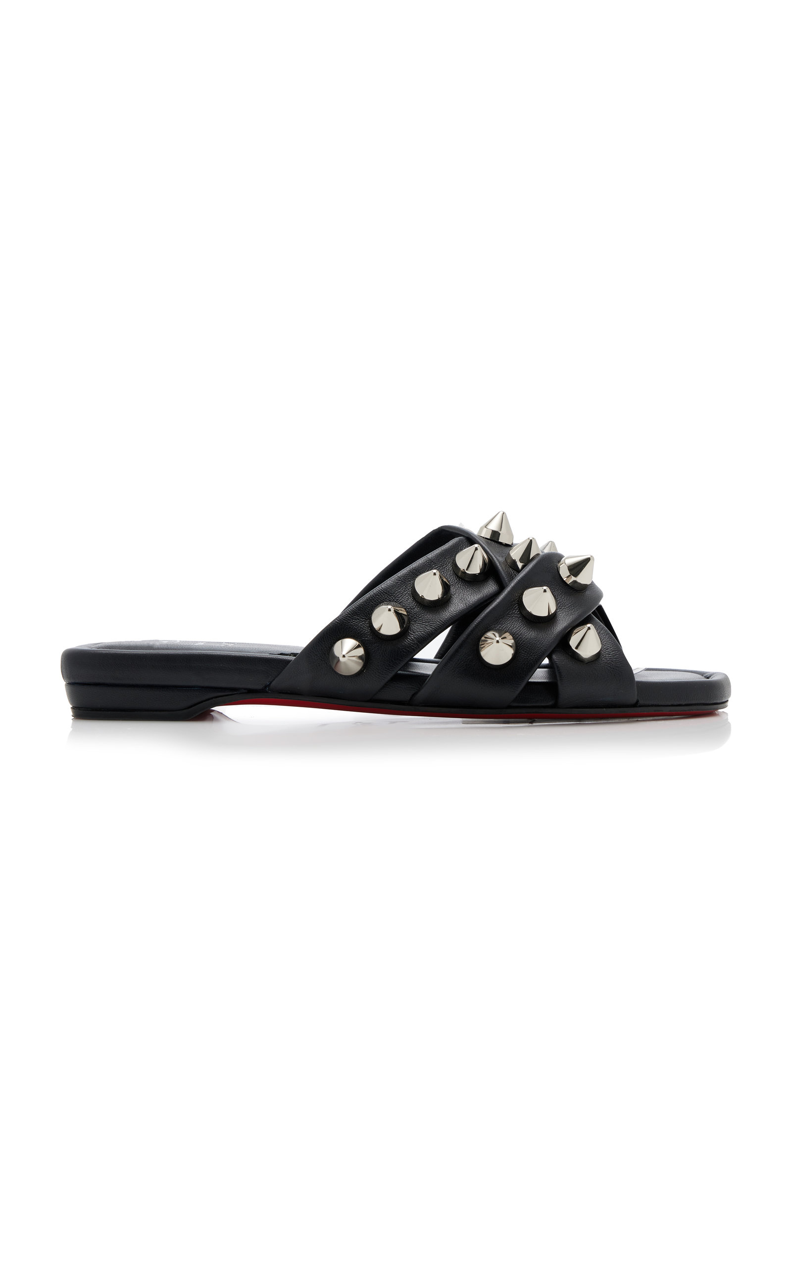 Shop Christian Louboutin Miss Spika Club Leather Slide Sandals In Black