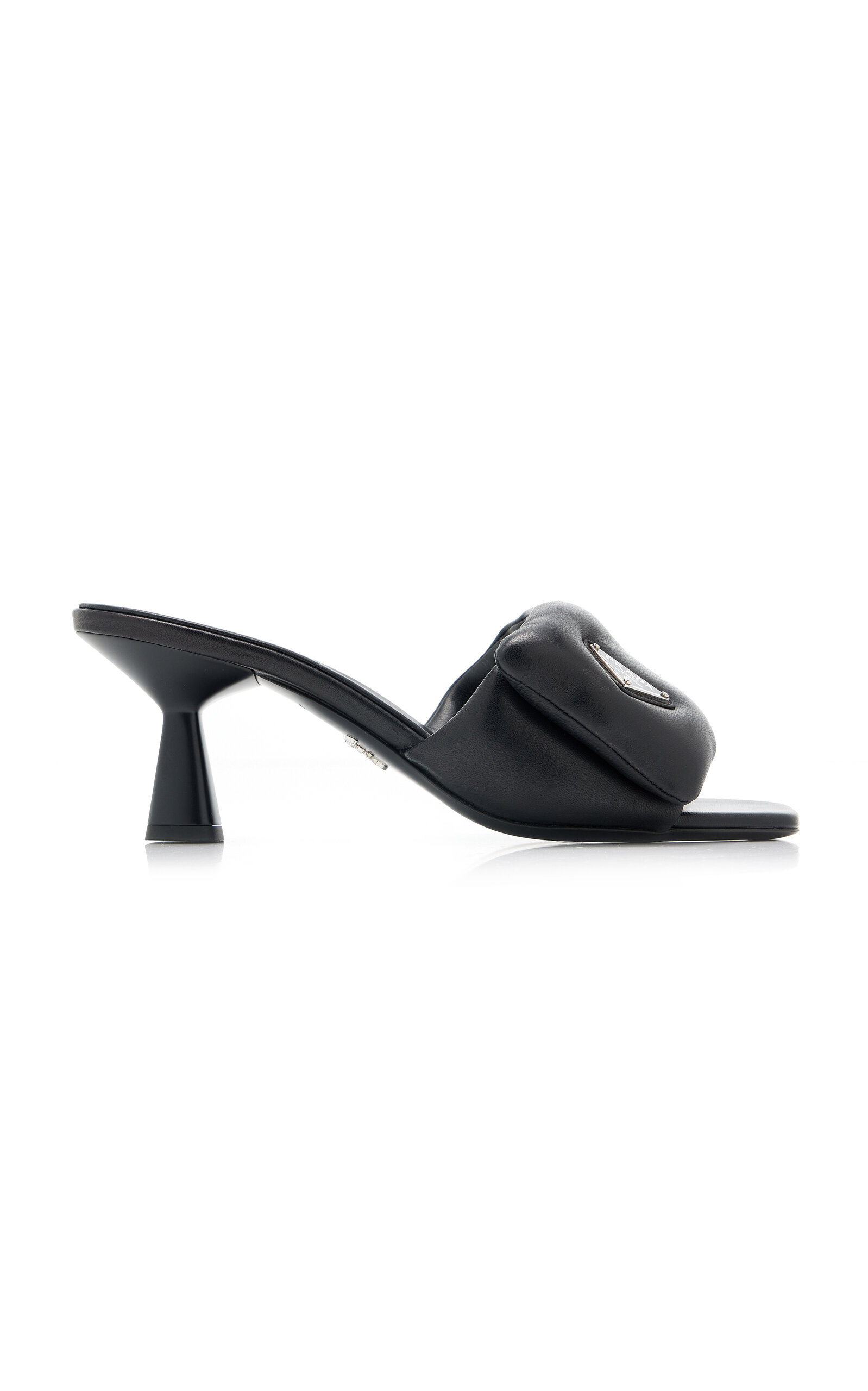 Prada Padded Leather Mules In Black