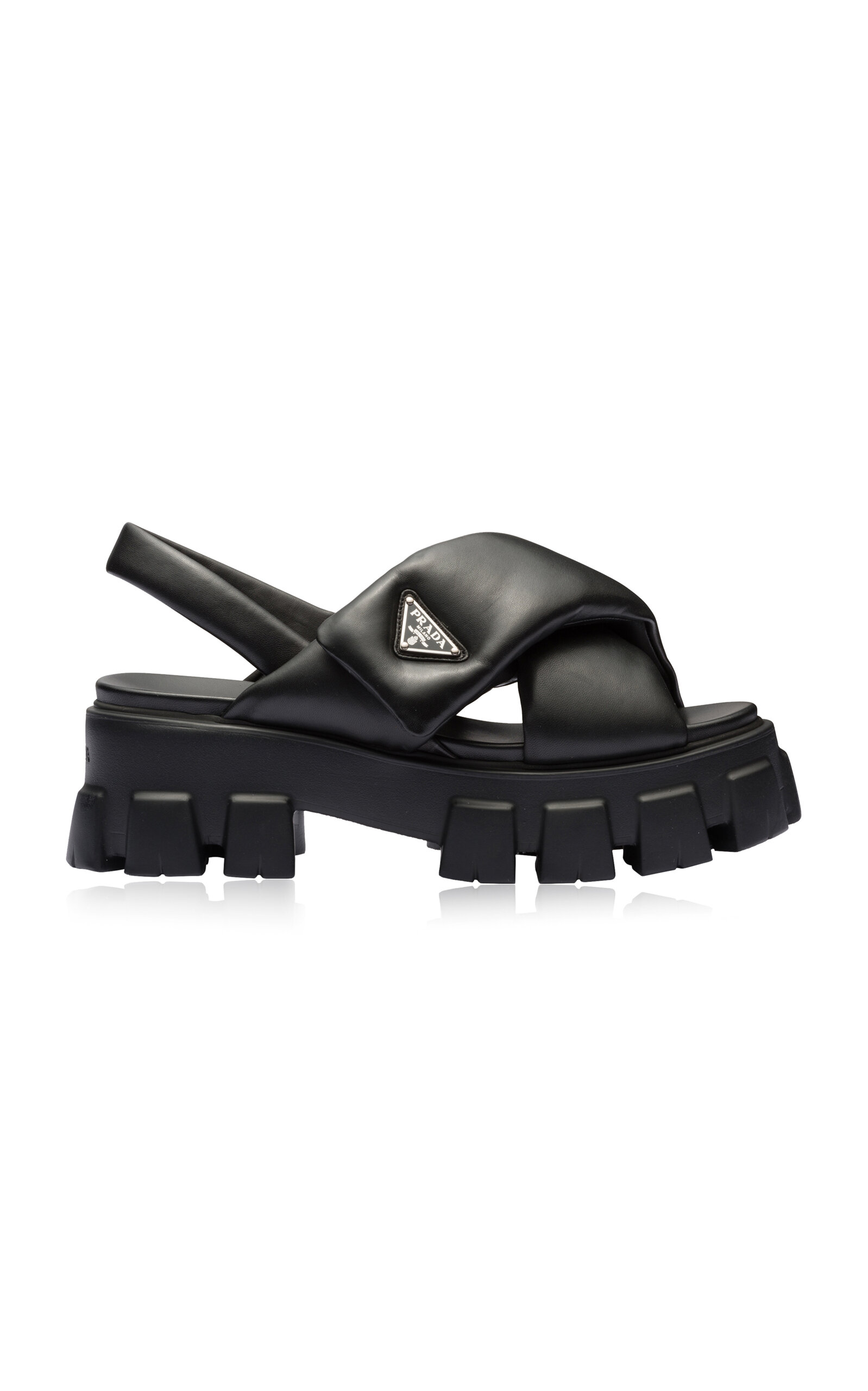 Prada Monolith 55mm Nappa Leather Sandals In Black