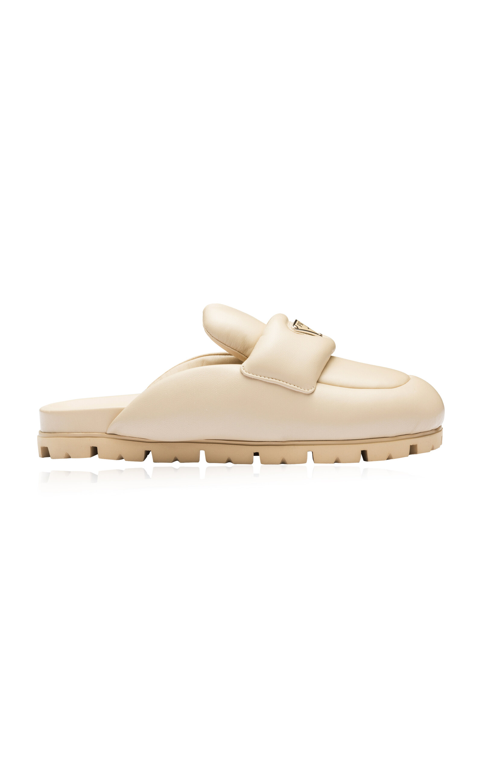 Prada - Padded Leather Loafer Mules - Neutral - IT 38 - Moda Operandi