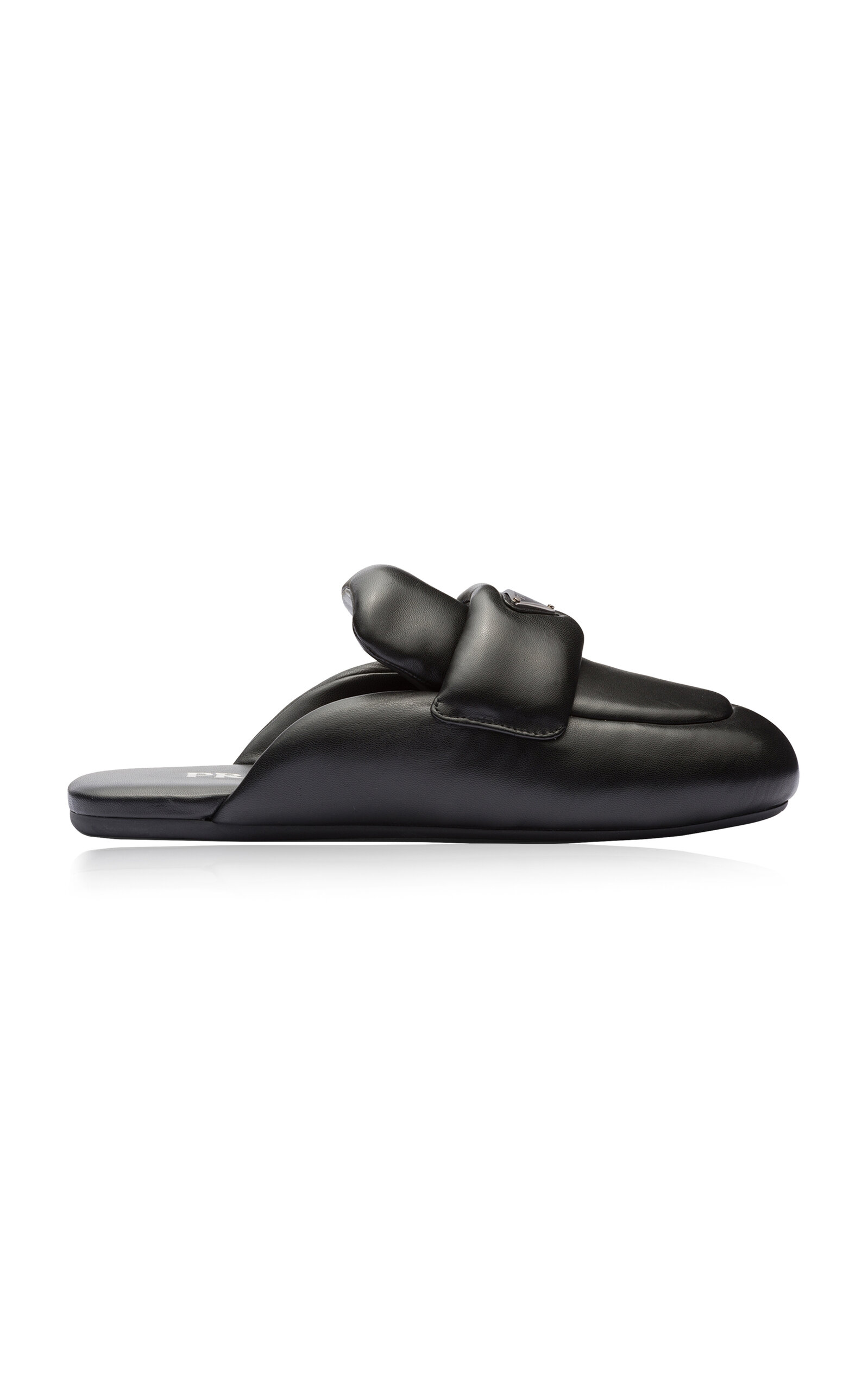 Prada Padded Leather Loafer Mules - Black
