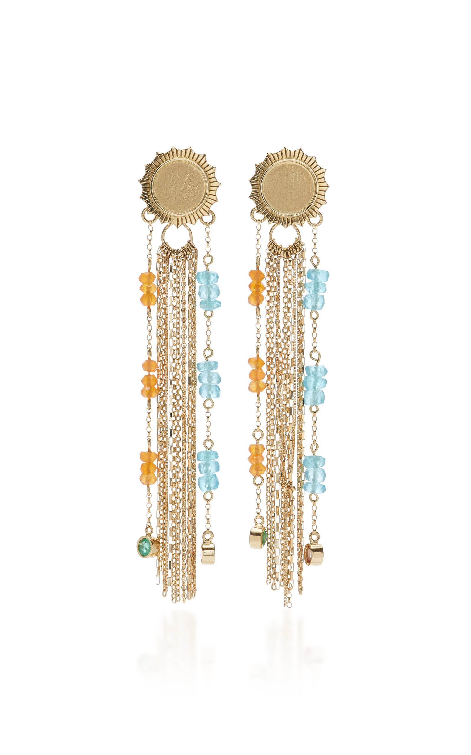 Carolina Neves Women's Fly Away; Minimal 18K Yellow Gold Apatite; Cornaline Earrings