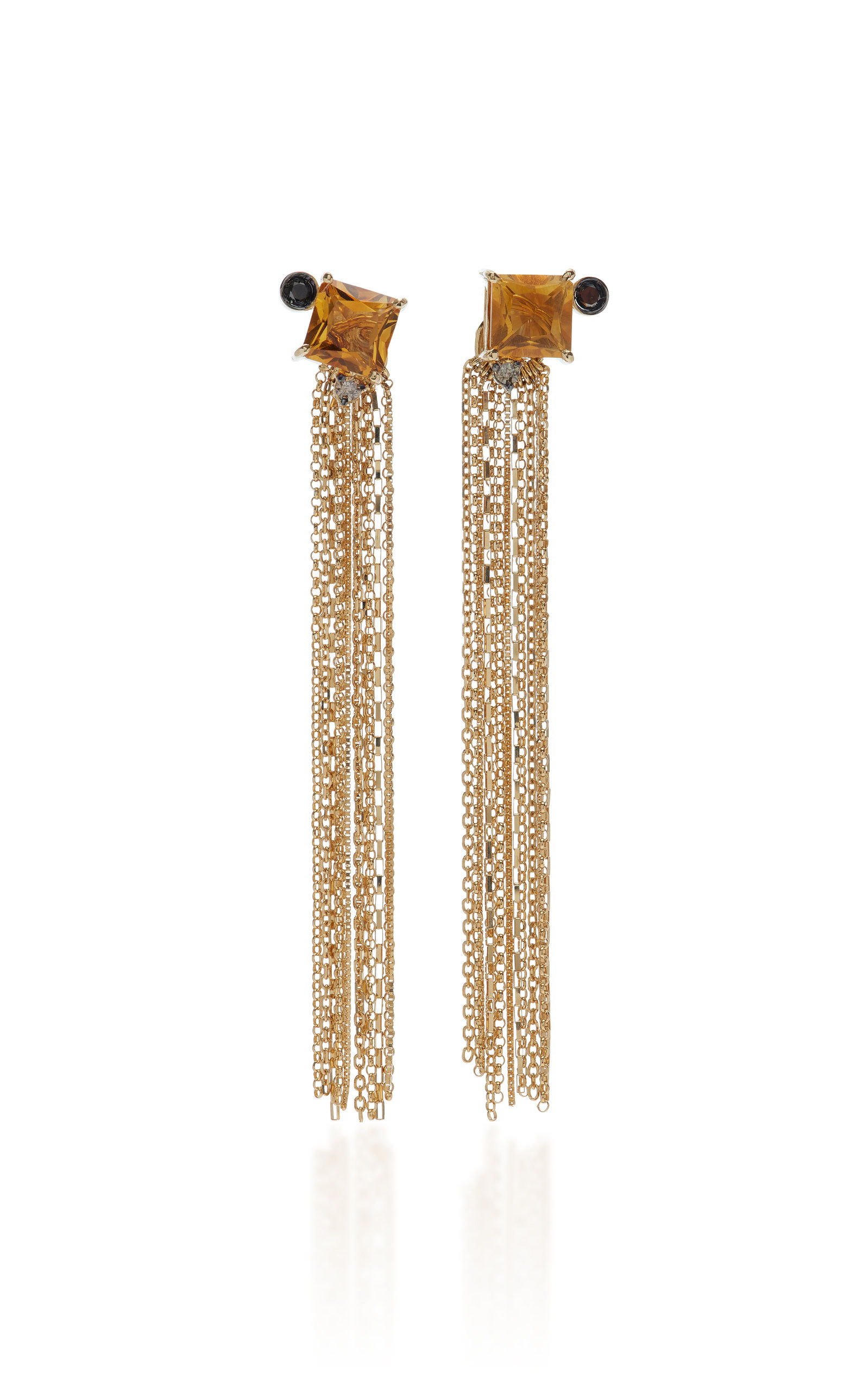 Carolina Neves Women's Fly Away; Minimal 18K Yellow Gold Citrine; Diamond Earrings