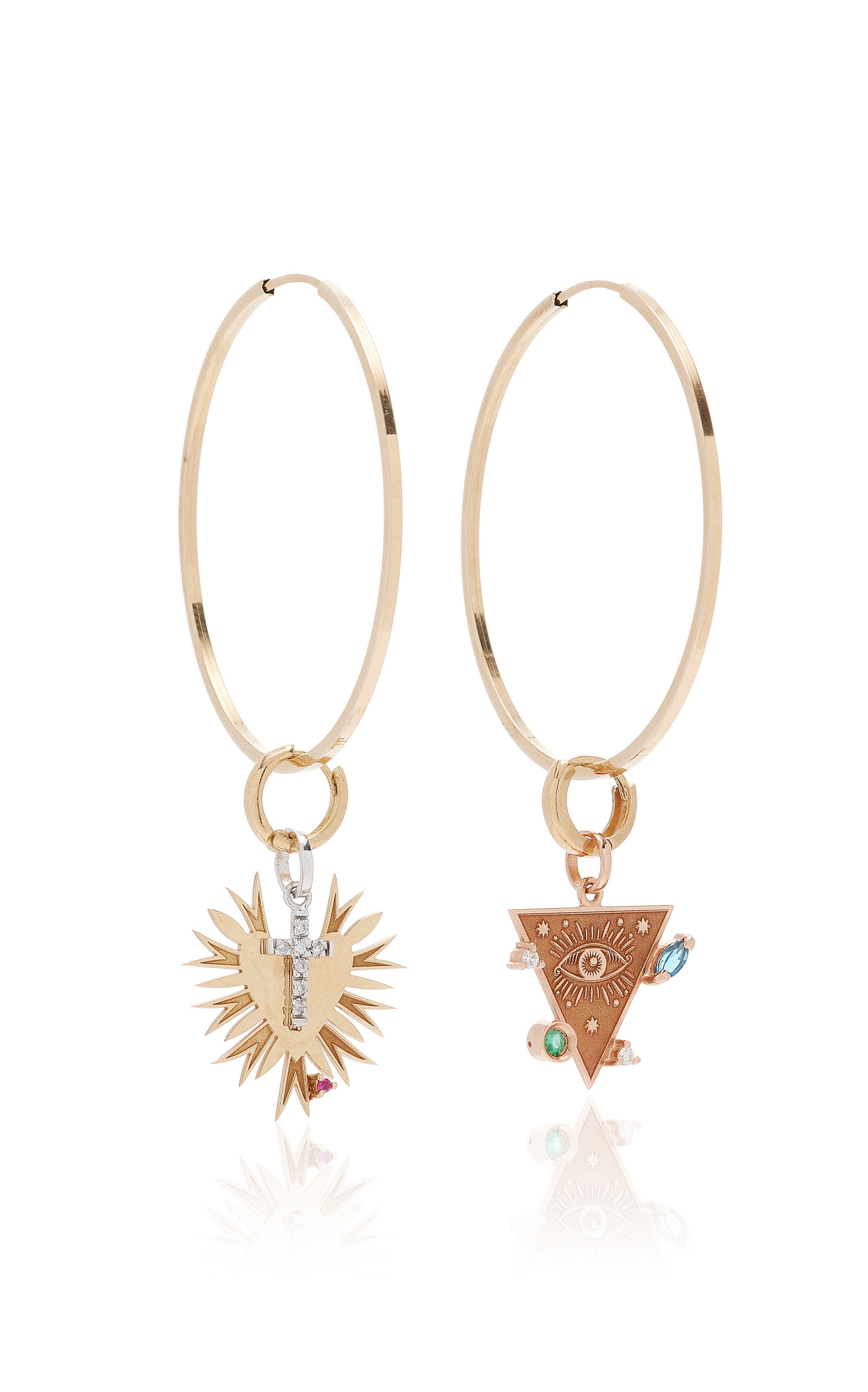 Carolina Neves Women's Fly Away 18K Yellow Gold Multi-Stone Hoop Earrings