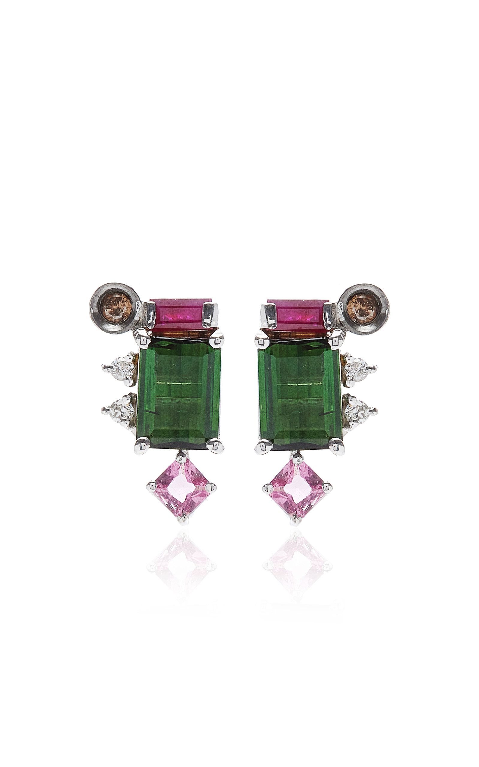 Carolina Neves Women's Elizabeth 18K Yellow Gold Tourmaline; Ruby; Diamond Earrings