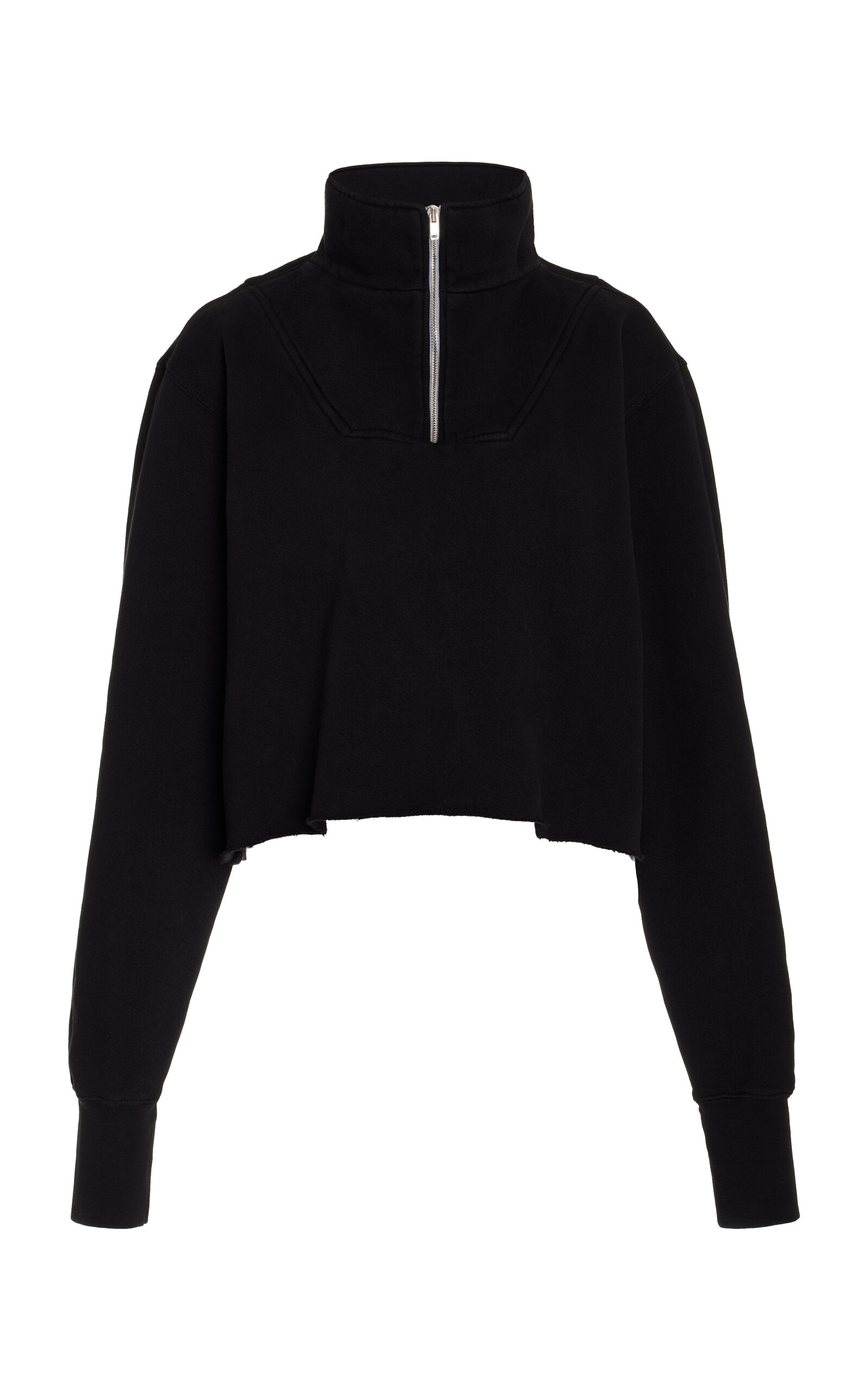 Les Tien Cropped Raglan-sleeve Cotton Pullover In Black
