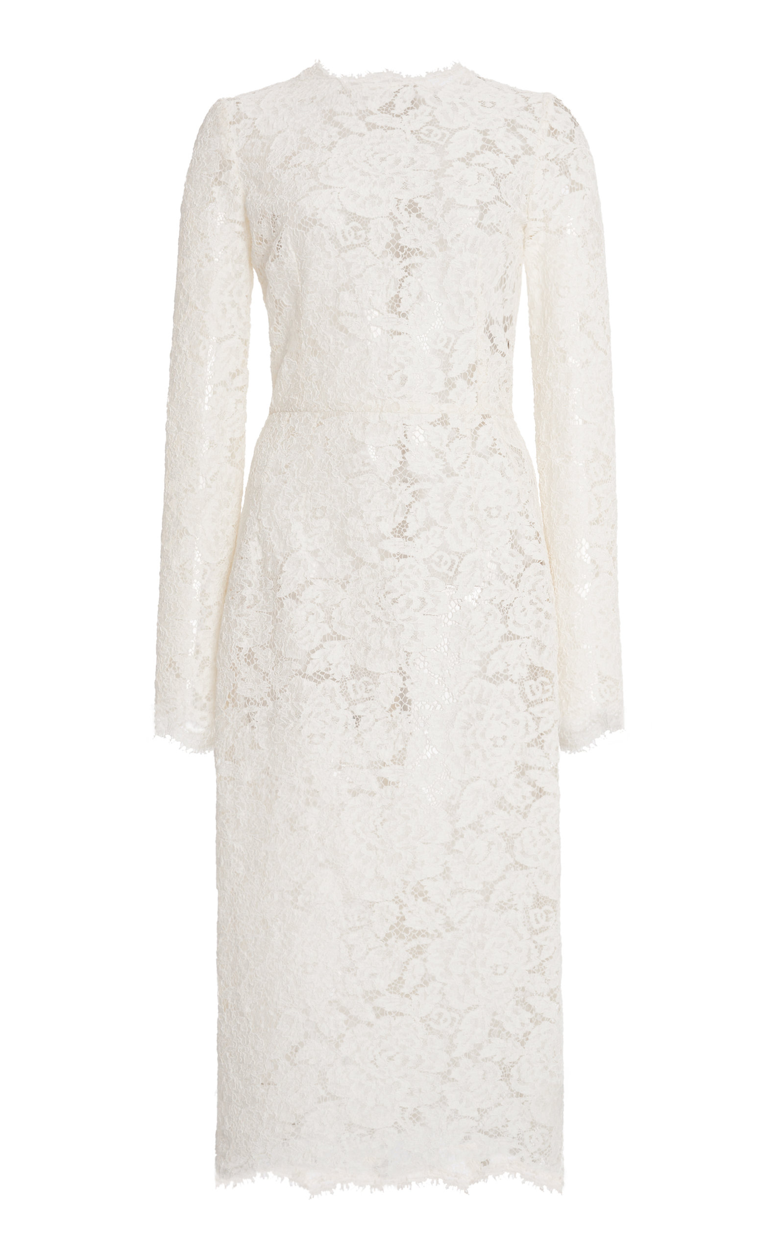 Dolce & Gabbana Women's Floral-lace Long-sleeve Dress In Nat White