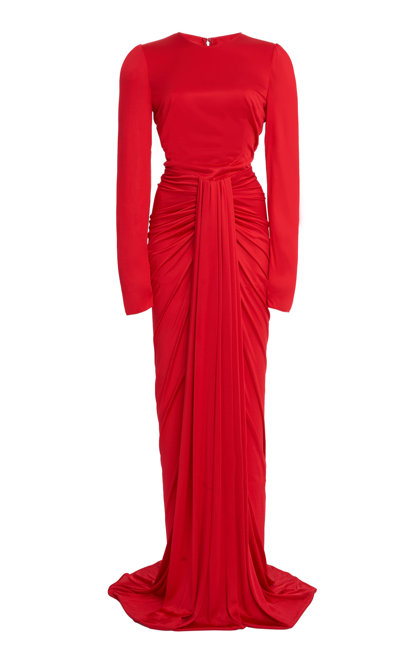 Dolce & Gabbana Ruched Evening Gown In Red