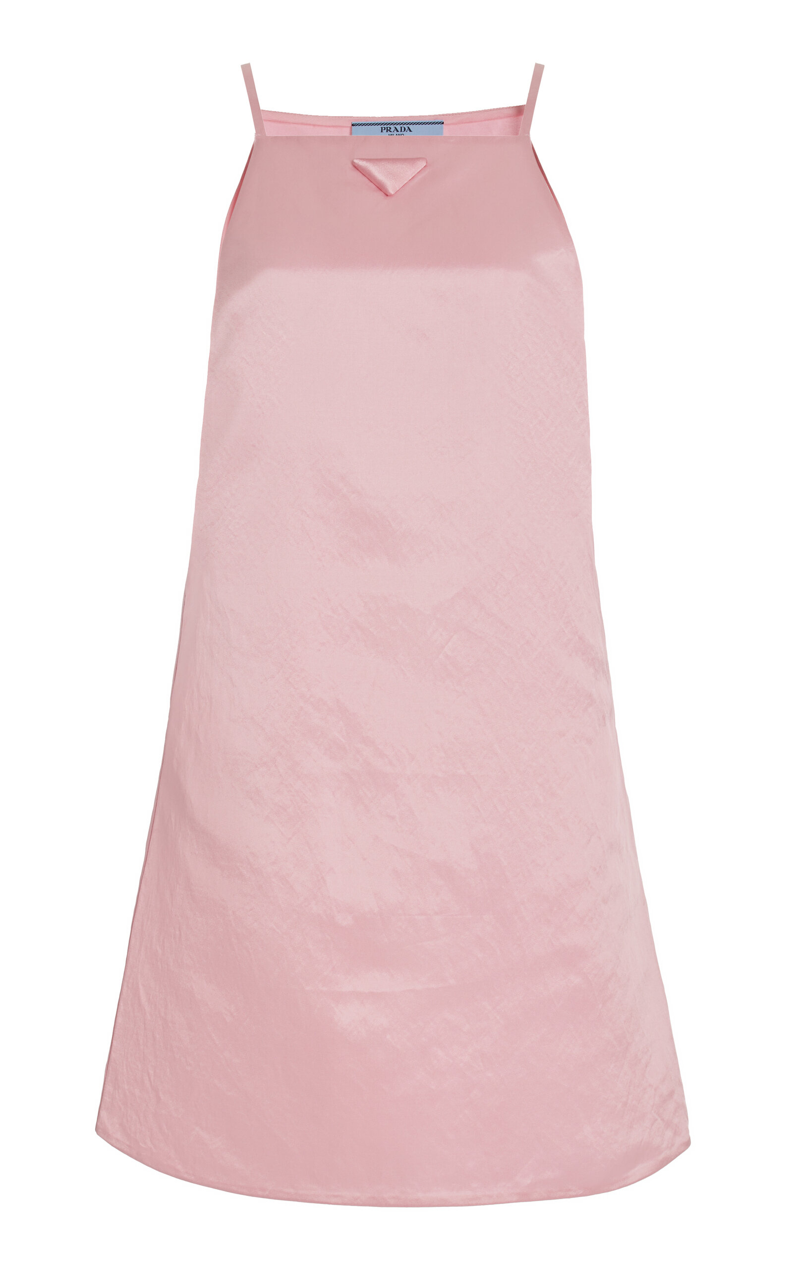 Prada Pink Mini Dress In Satin With Trangle Logo In Pink