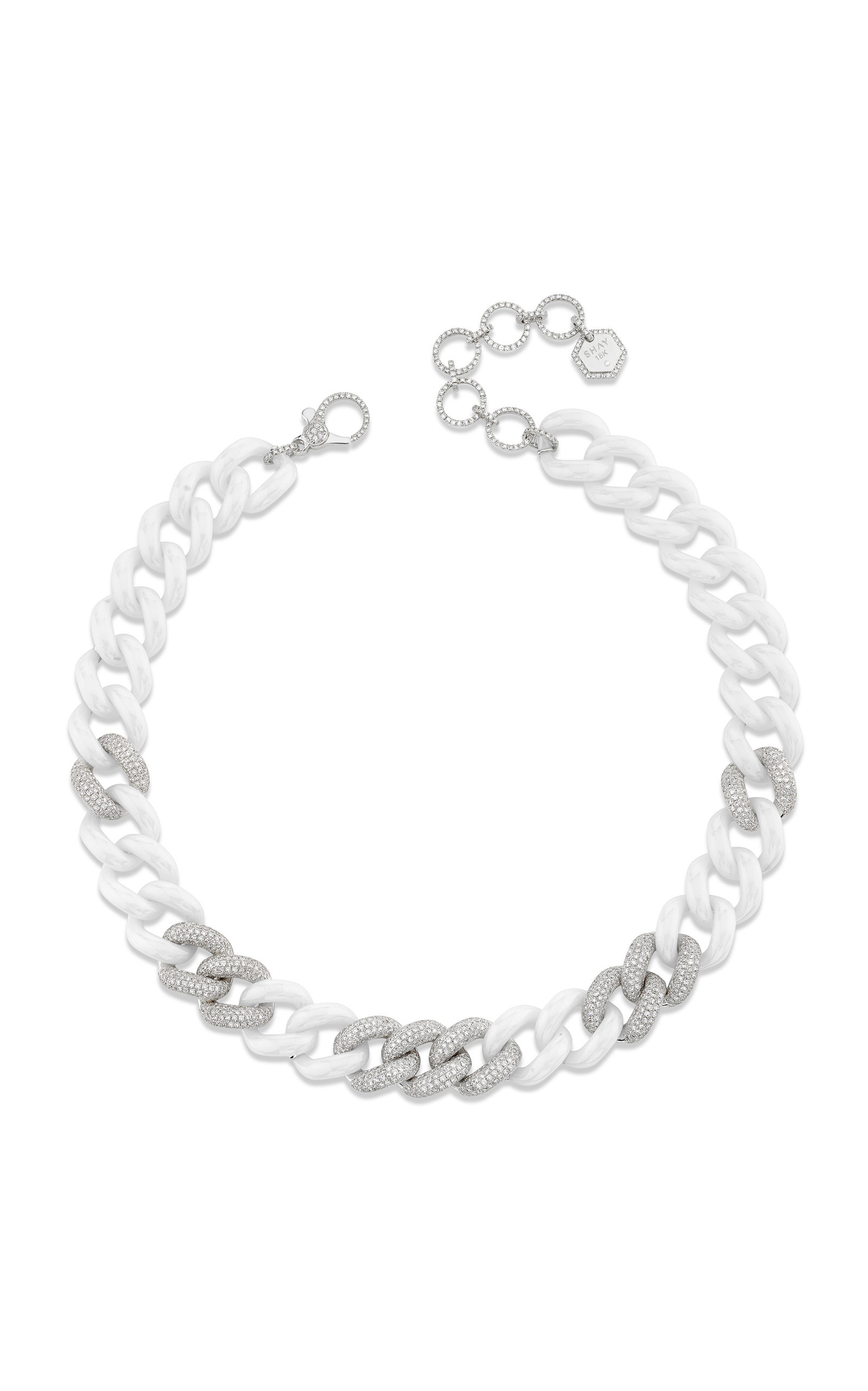 SHAY - Women's Jumbo 18K White Gold; Ceramice Diamond Link Necklace - White - OS - Moda Operandi - Gifts For Her