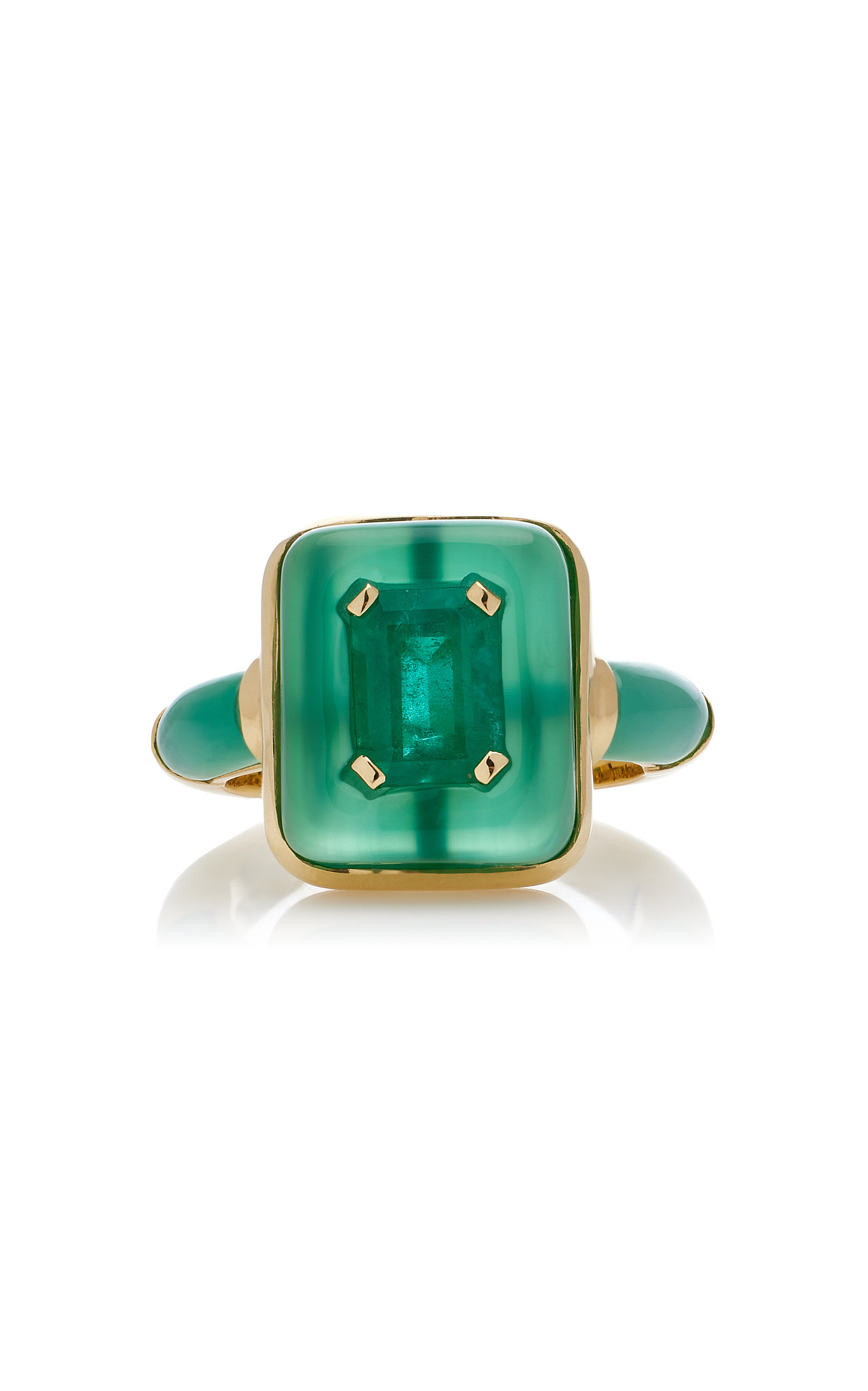 Alix 18K Yellow Gold Emerald; Agate Ring