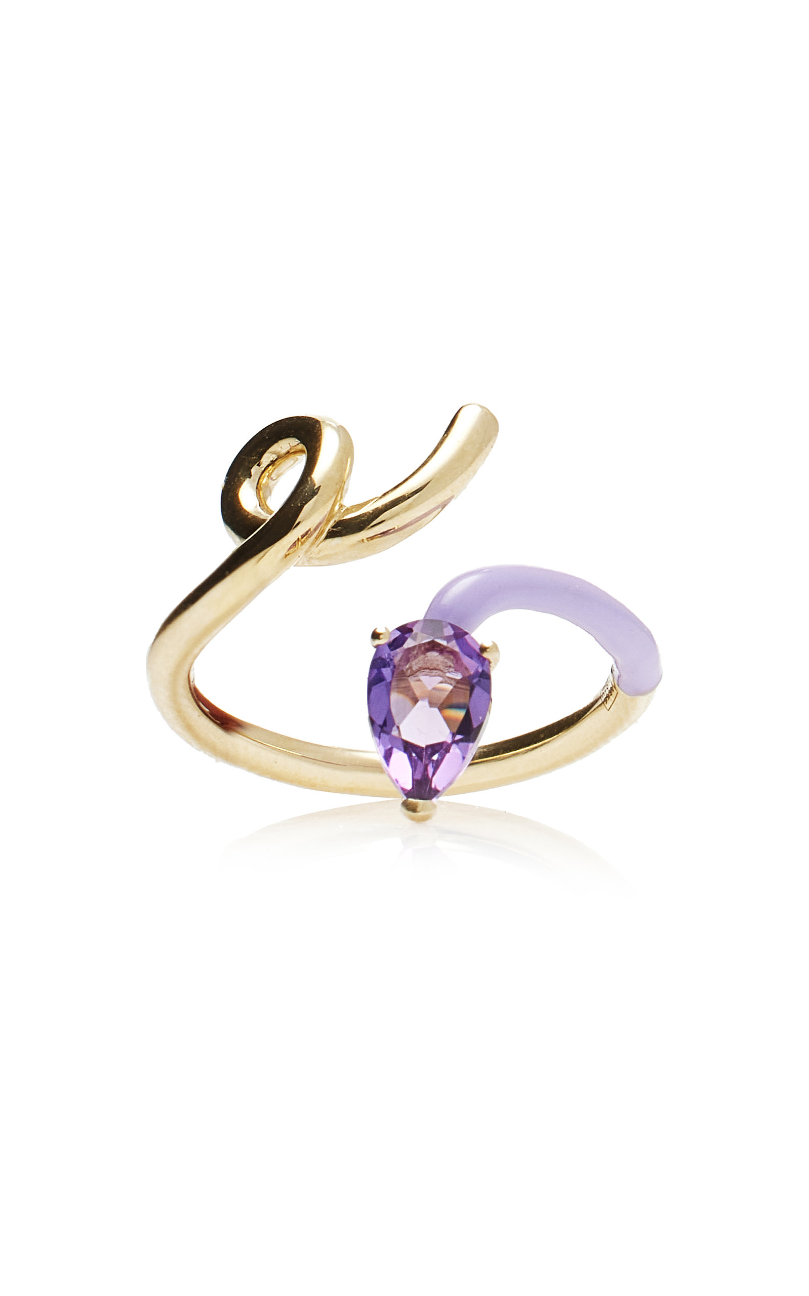 Half 9k Gold; Amethyst; And Enamel Ring