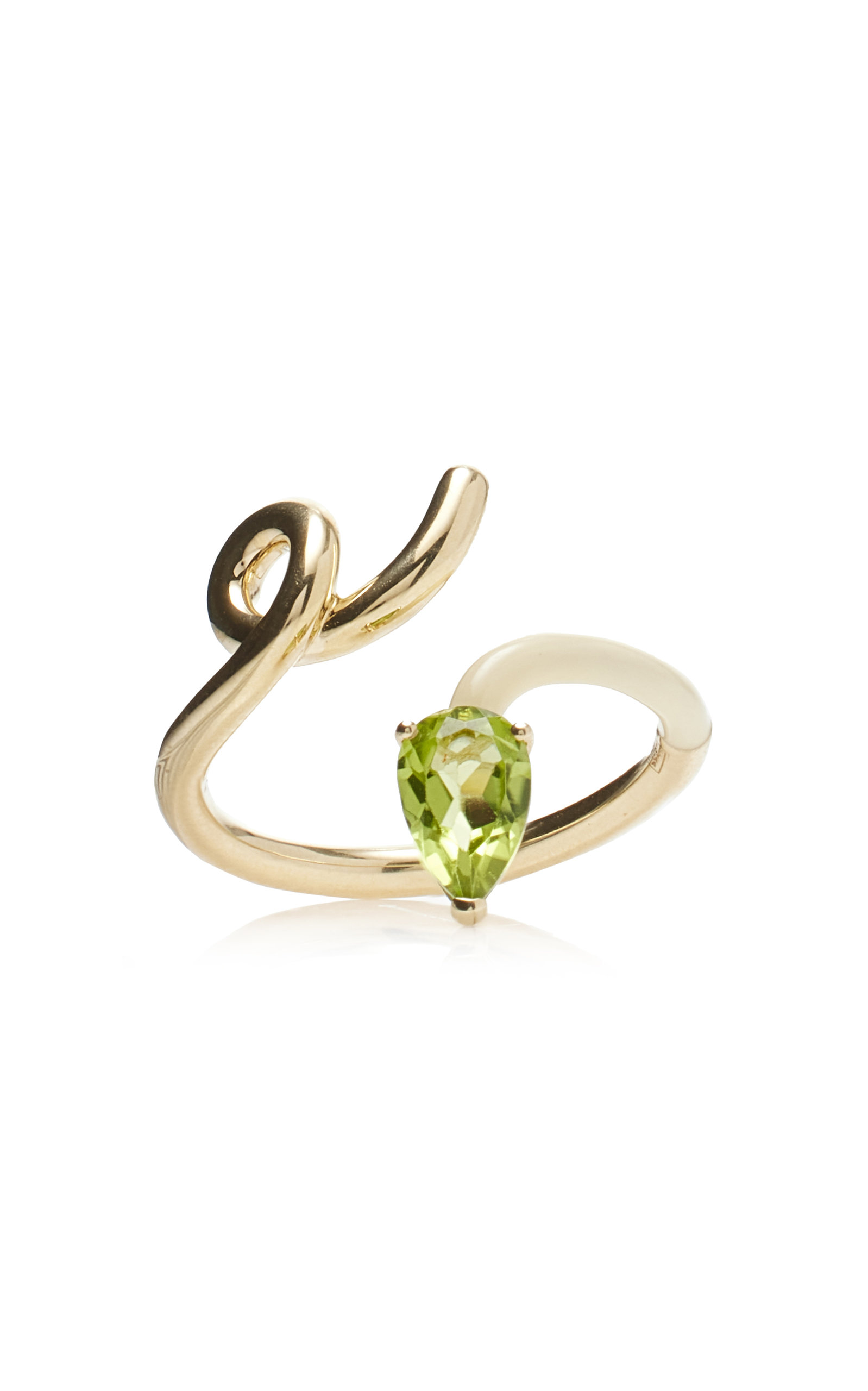 Enameled 9K Yellow Gold Peridot Half Ring