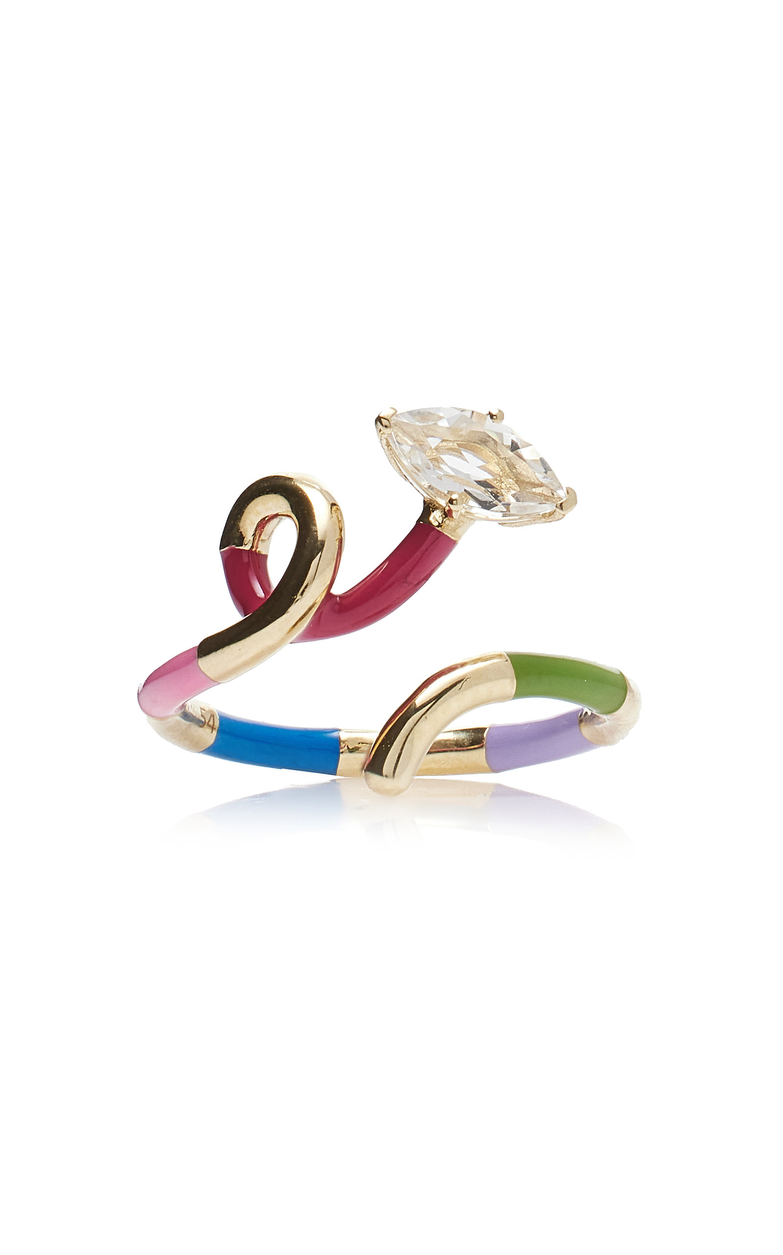 9K Gold; Crystal; And Enamel Ring