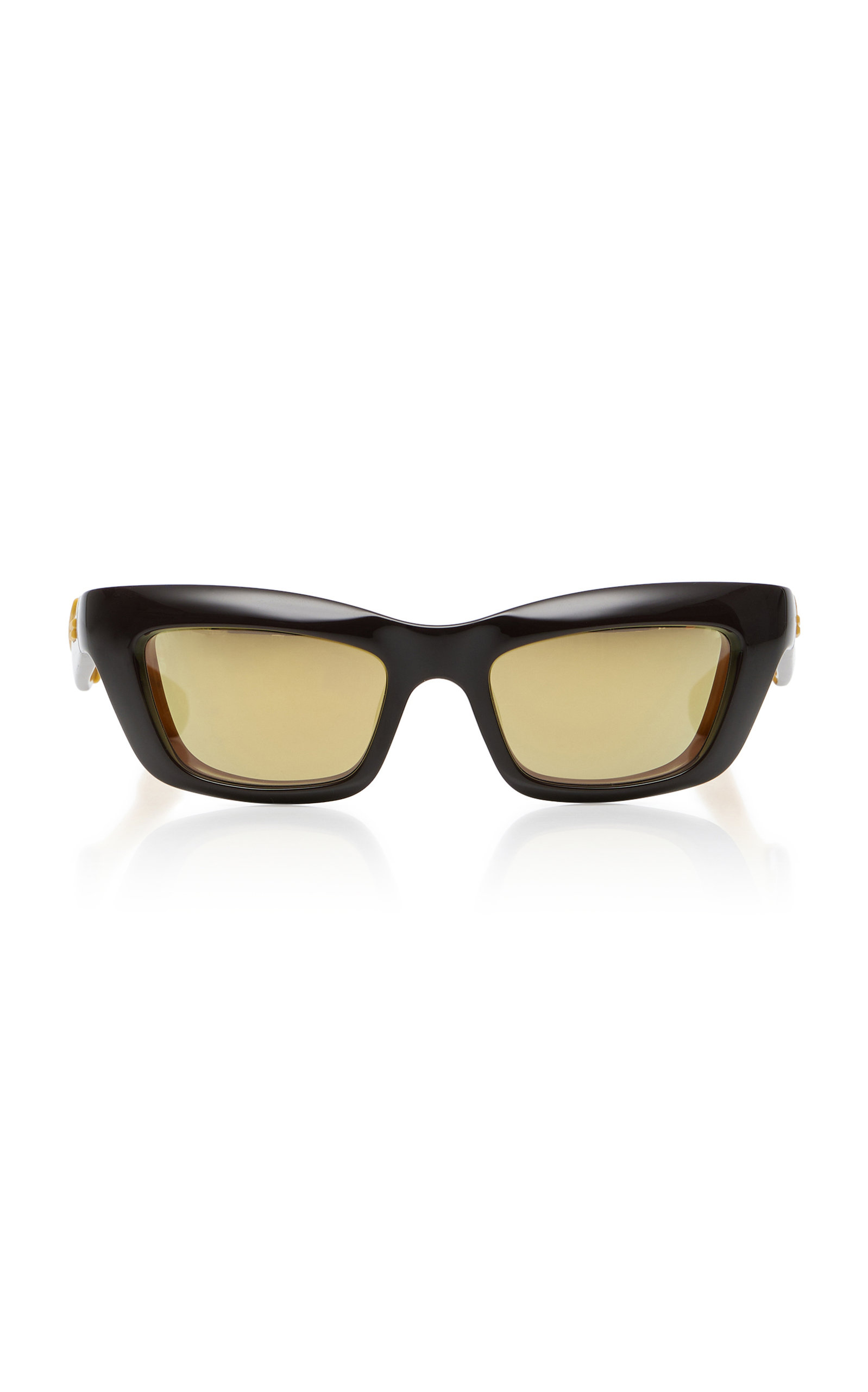 Bottega Veneta - Women's Rectangular-Frame Acetate Sunglasses - Brown - OS - Moda Operandi