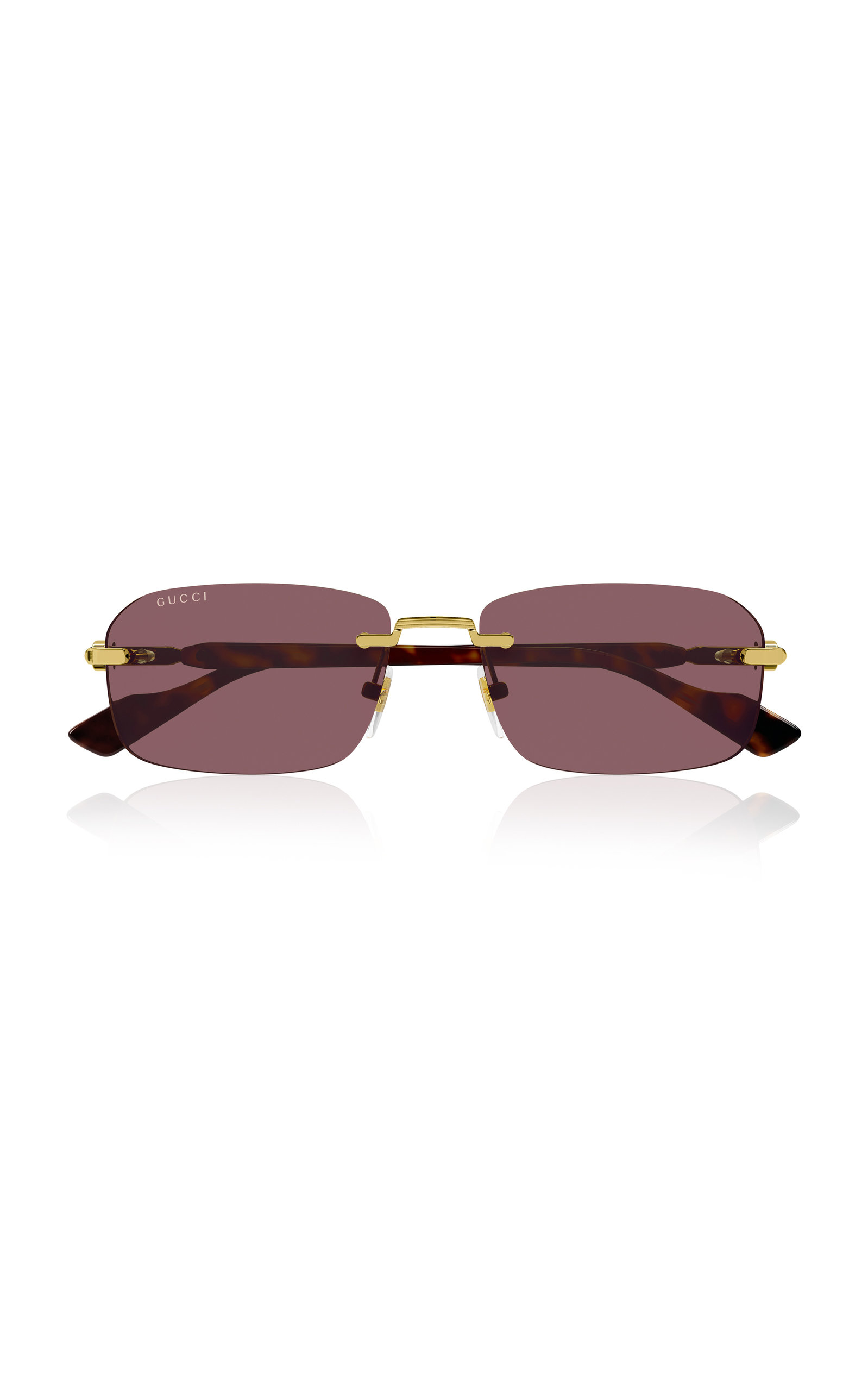 Gucci Rectangular-frame Metal Sunglasses In Brown