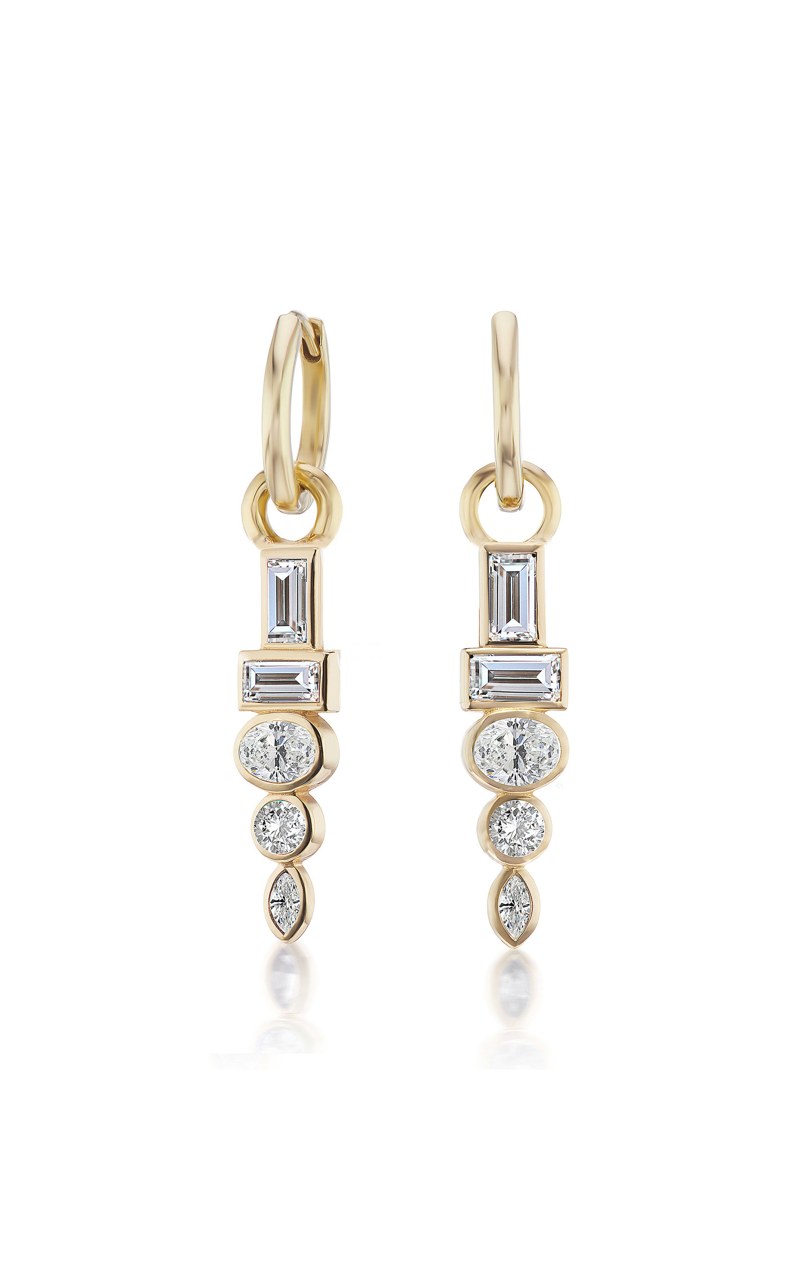 Totem 18K Yellow Gold Diamond Huggie Earrings