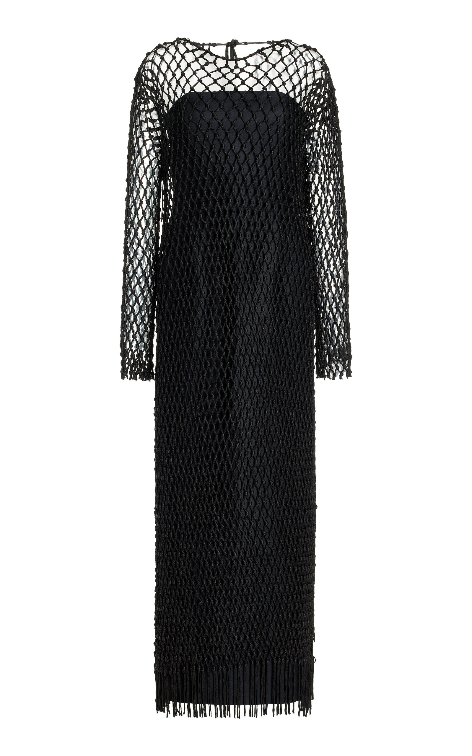 Gabriela Hearst Exclusive Barnett Netted Wool-silk Cady Maxi Dress In Black