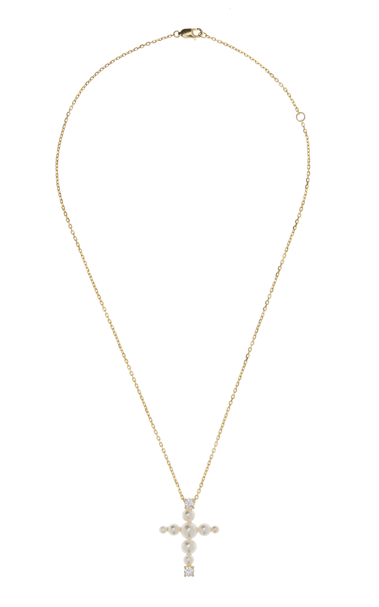 Emili Women's Beatrice 14K Gold Vermeil Pearl; Crystal Cross Necklace