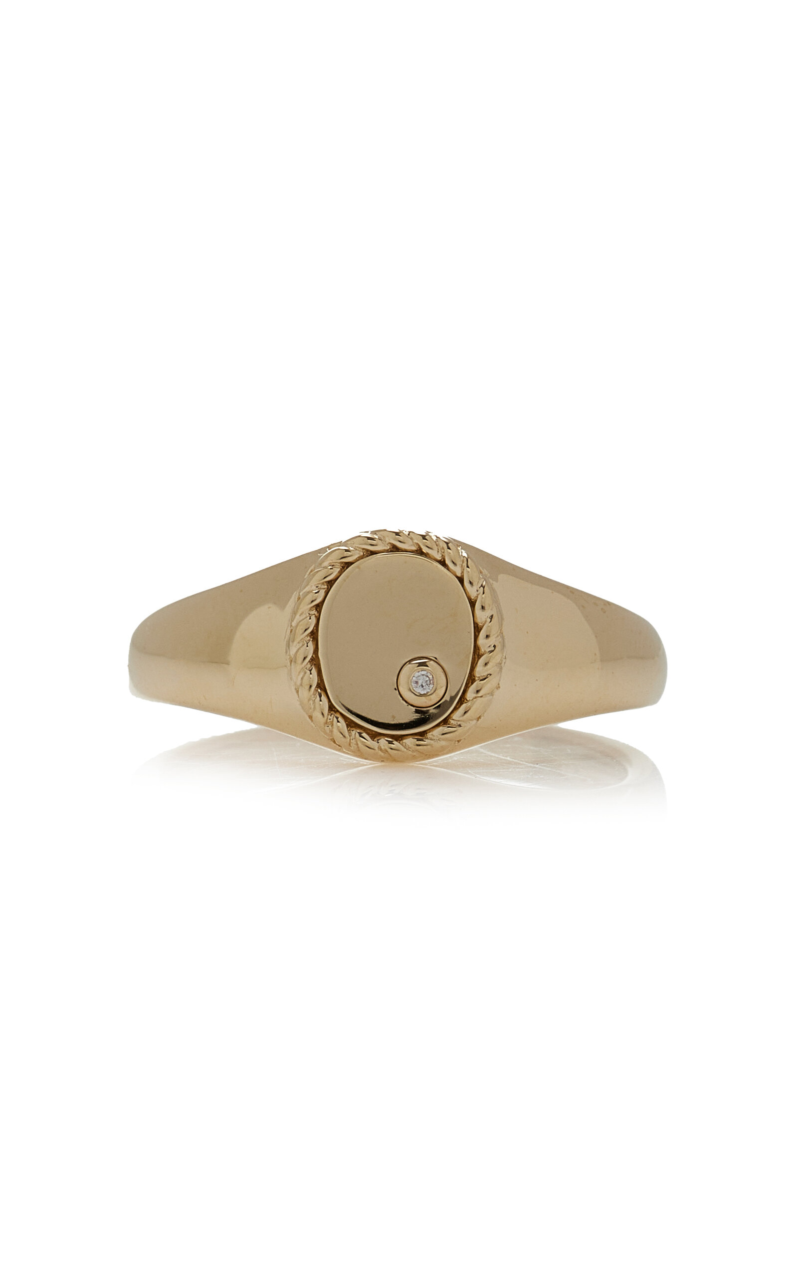 Yvonne Leon - 9K Yellow Gold Signet Diamond Ring  - Yellow - US 3 - Moda Operandi - Gifts For Her
