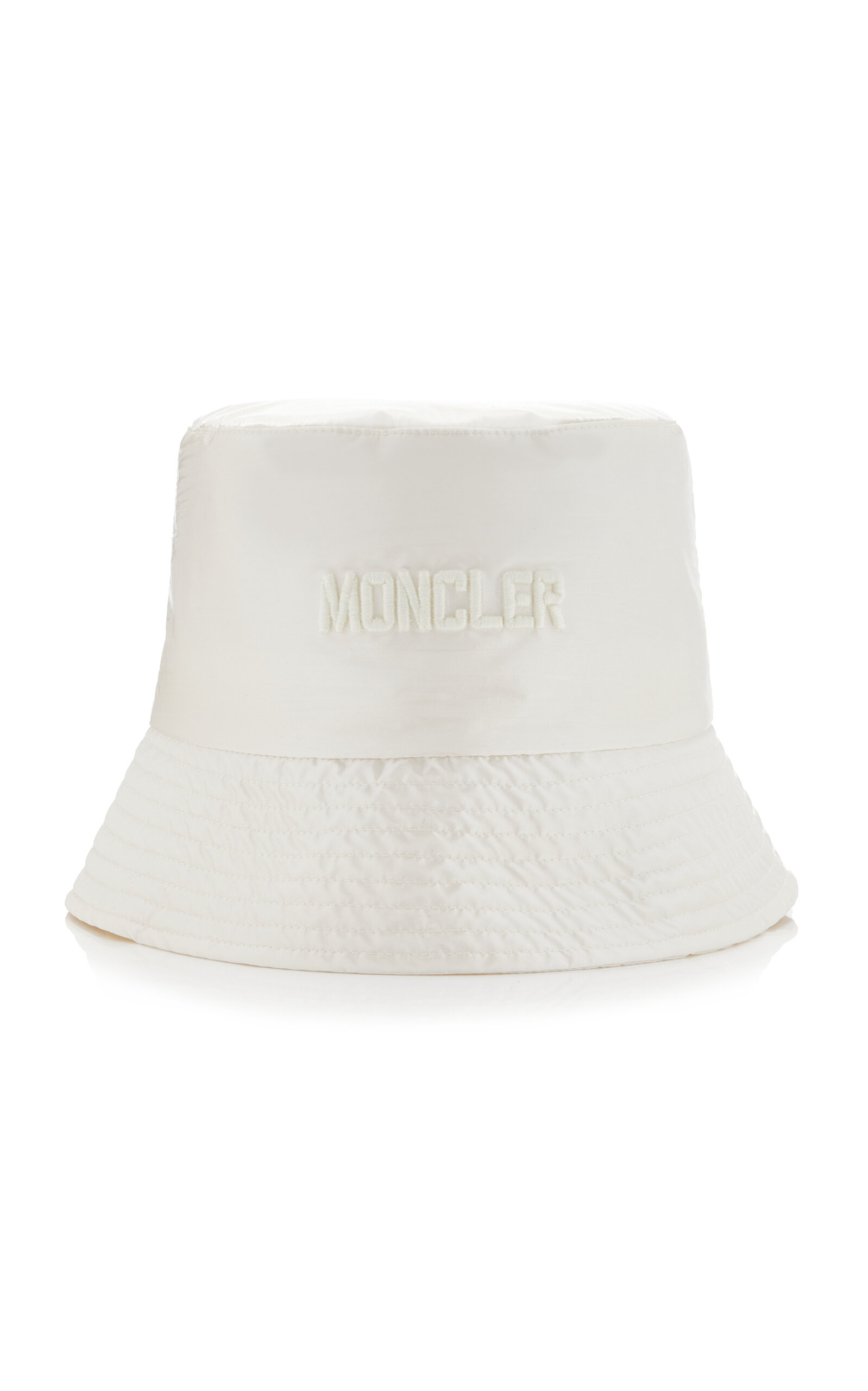 Shop Moncler Embroidered Nylon Bucket Hat In White
