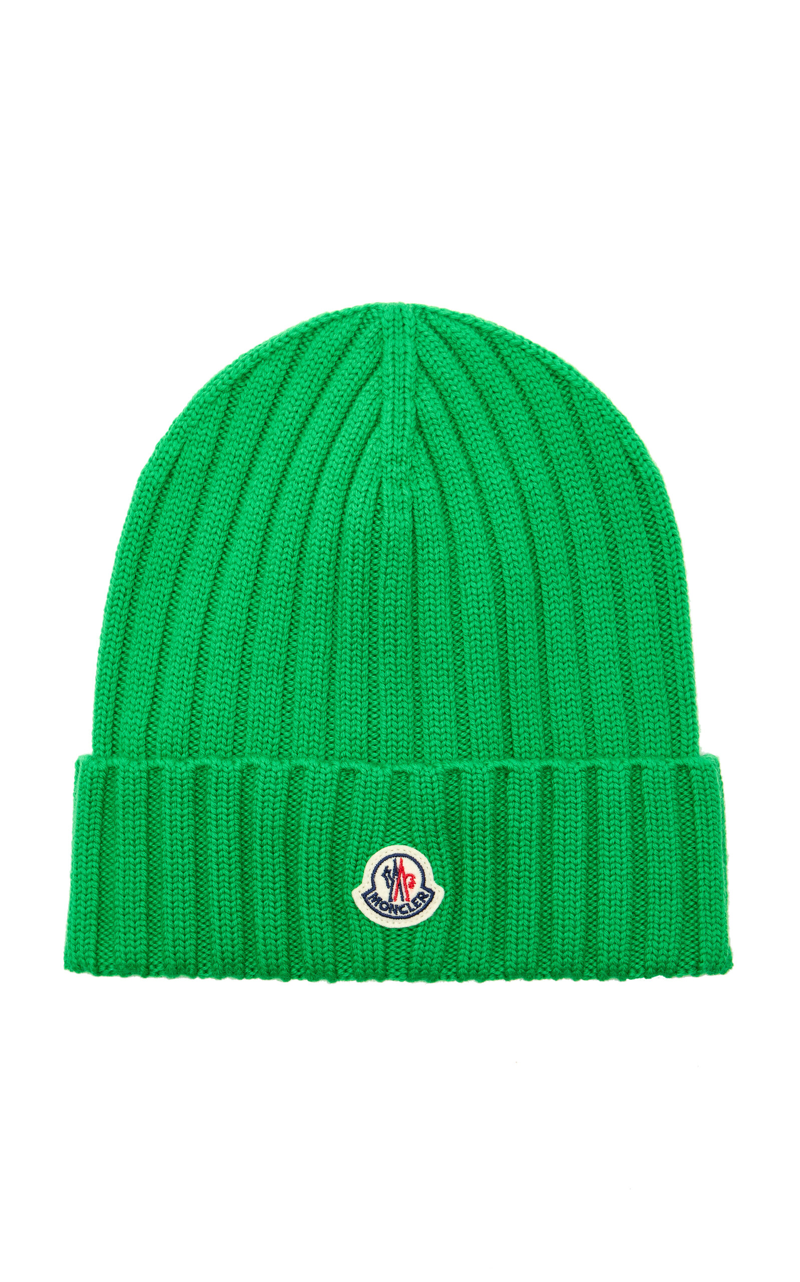 Moncler Ribbed-knit Wool Beanie In Green