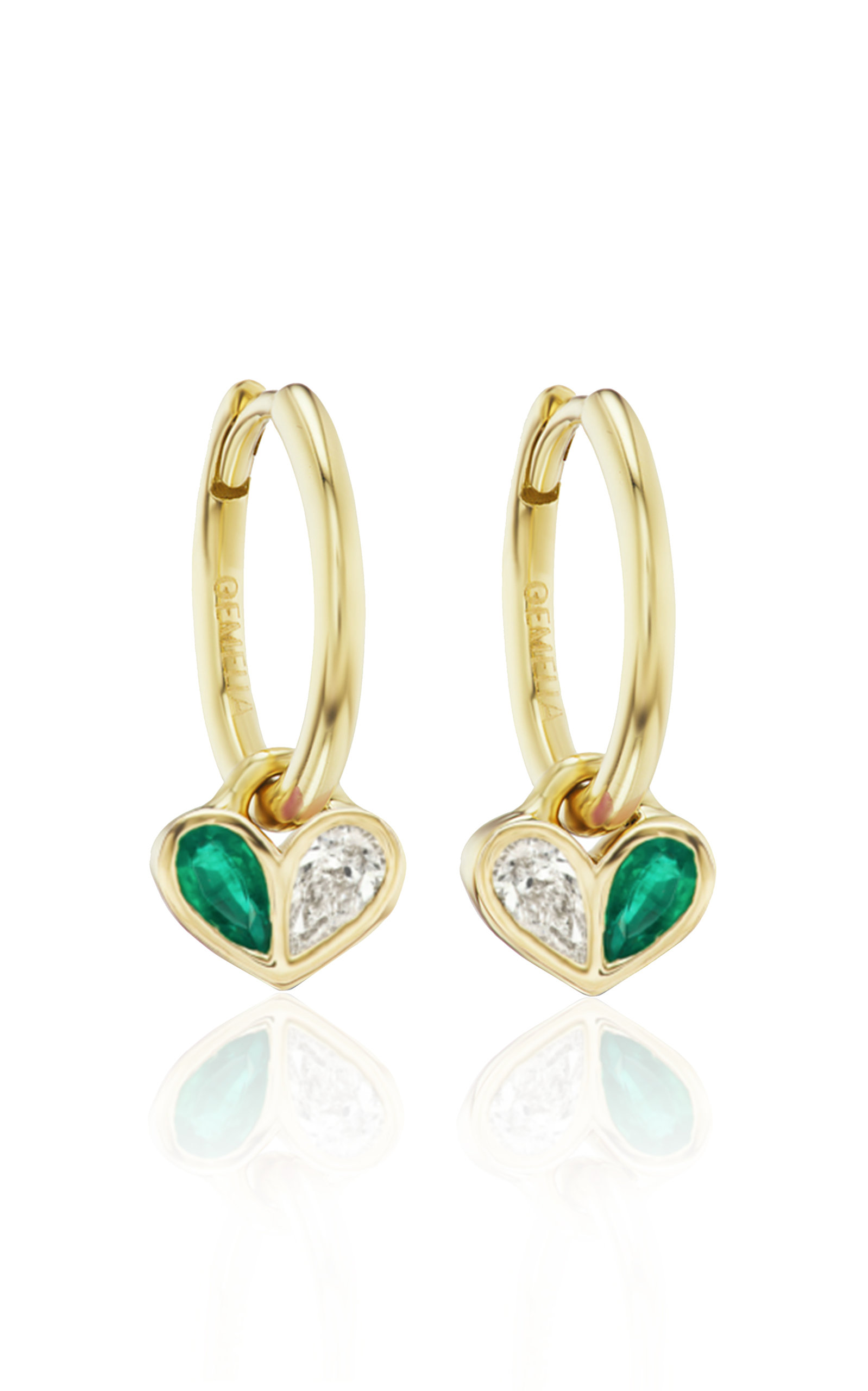 Gemella Jewels Women's Sweetheart 18K Yellow Gold Diamond; Emerald Huggie Earrings