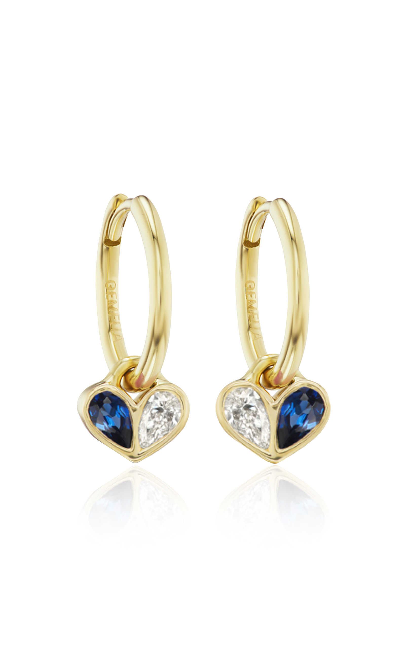 Gemella Jewels Women's Sweetheart 18K Yellow Gold Diamond; Sapphire Huggie Earrings