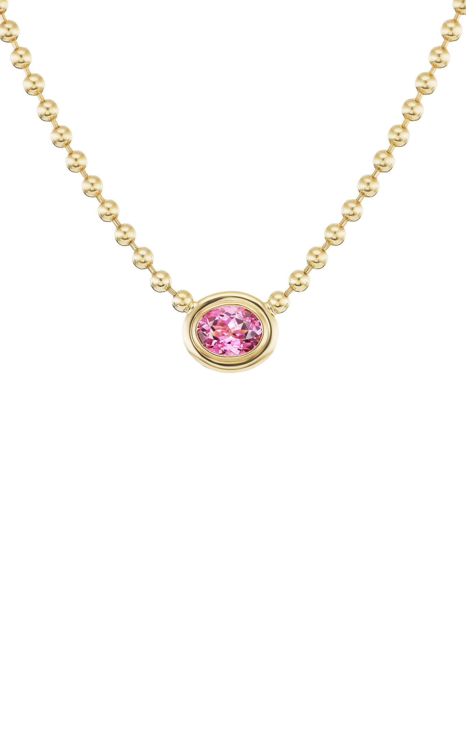 Gemella Jewels Women's Double Bubble Bezel 18K Yellow Gold Tourmaline Necklace