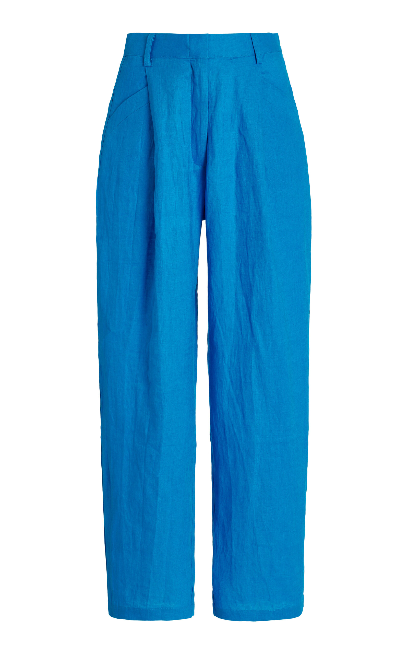Aexae Women's Exclusive Pleated Linen Straight-leg Pants In Blue