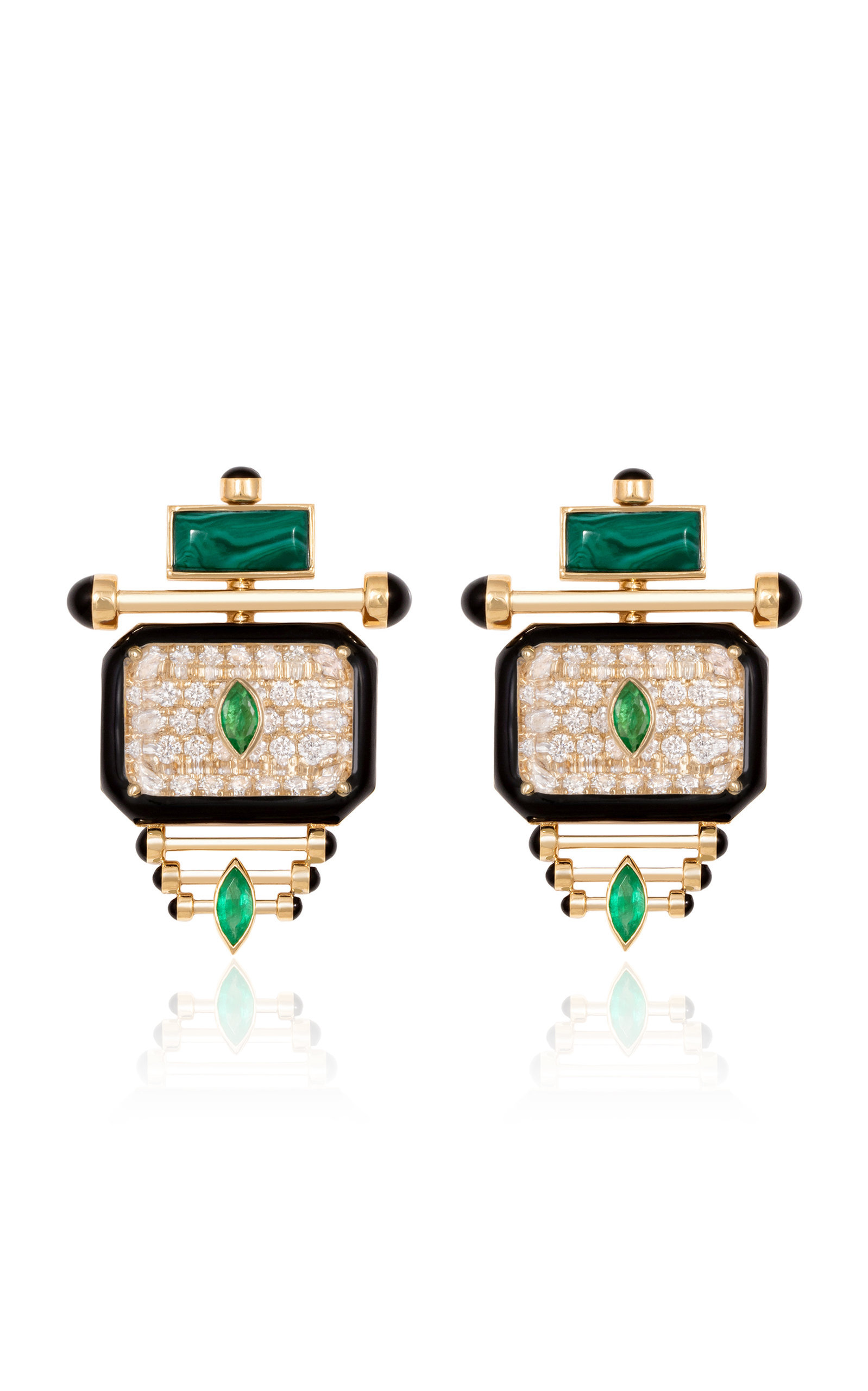 The Qabila Moment 18K Yellow Gold Diamond; Emerald Earrings