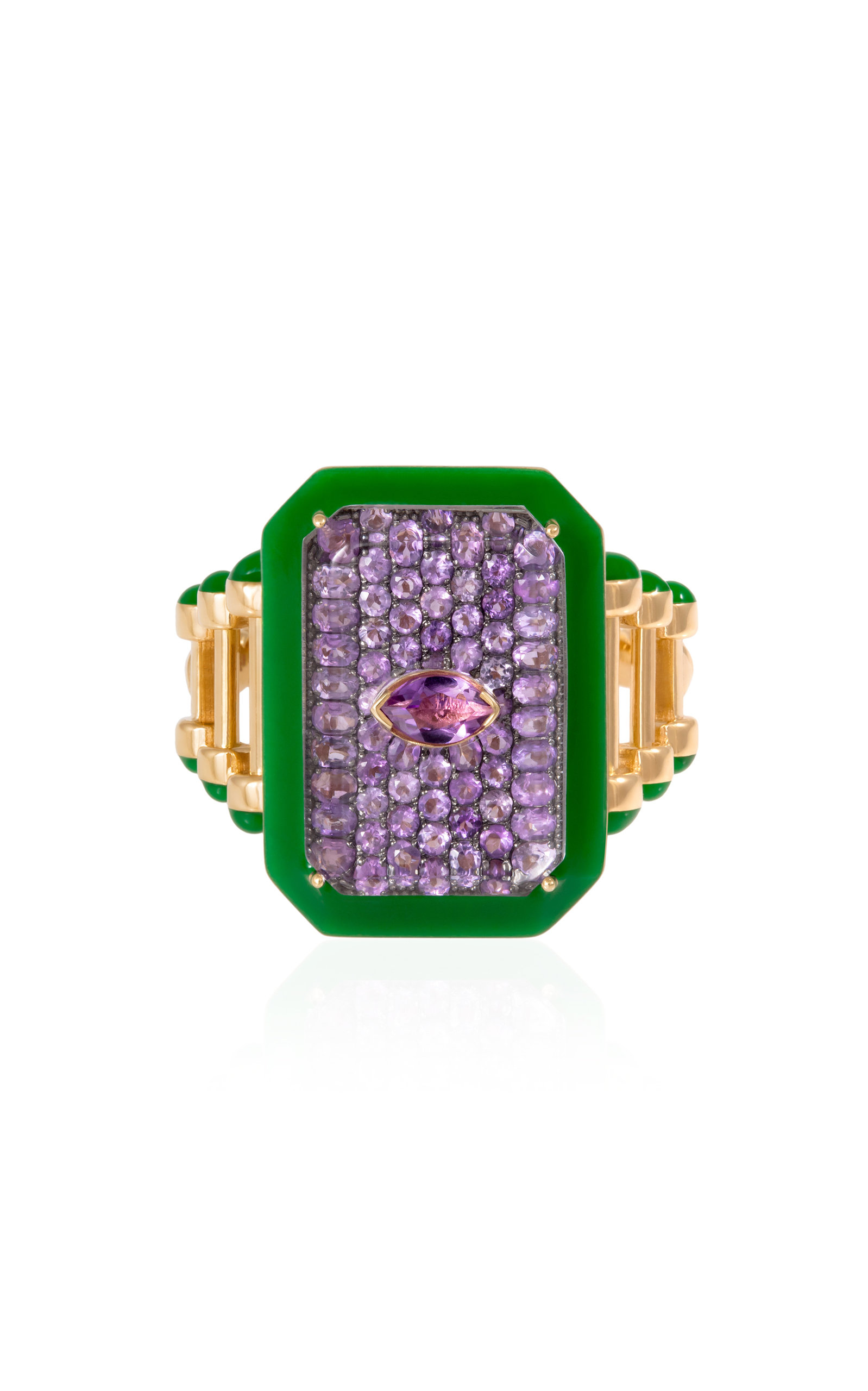 Moments in Lilac Roller 18K Yellow Gold Amethyst; Emerald; Ruby Ring