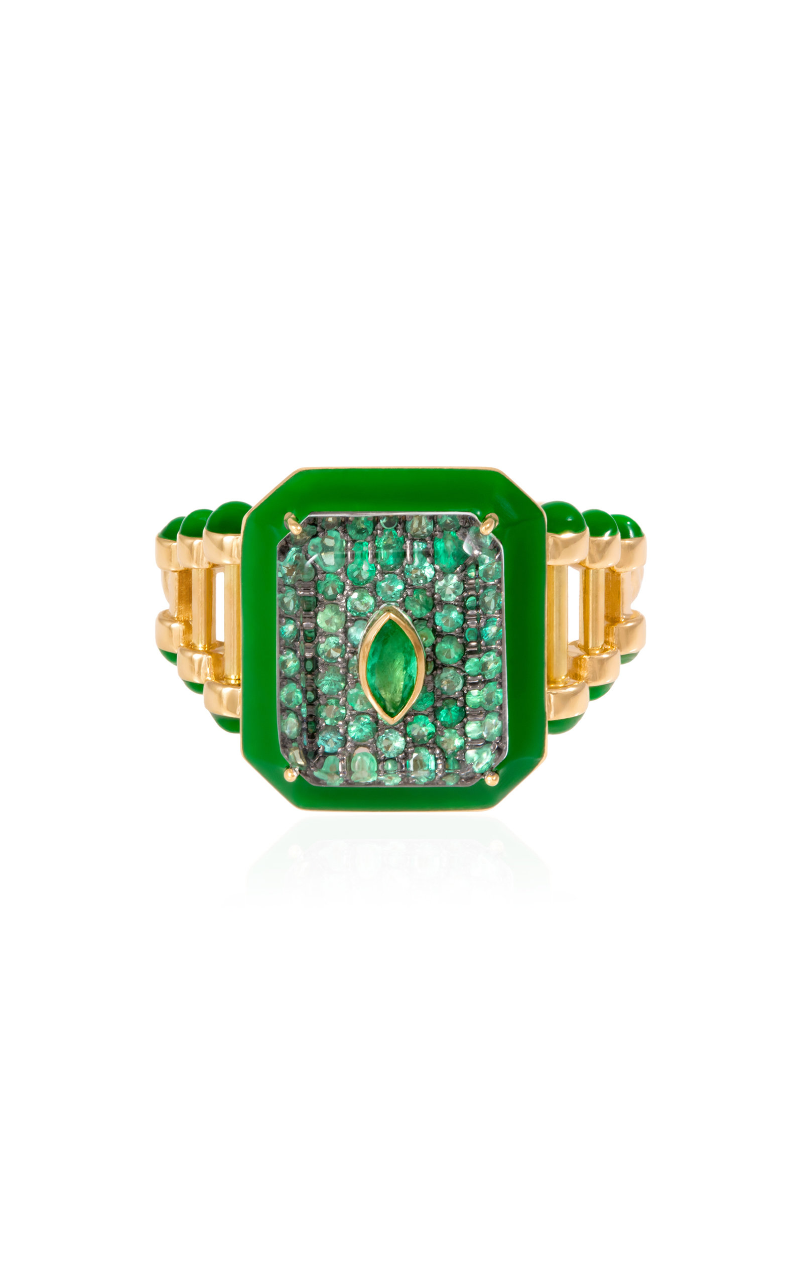 Little Moments In Budgie 18K Yellow Gold Emerald Ring