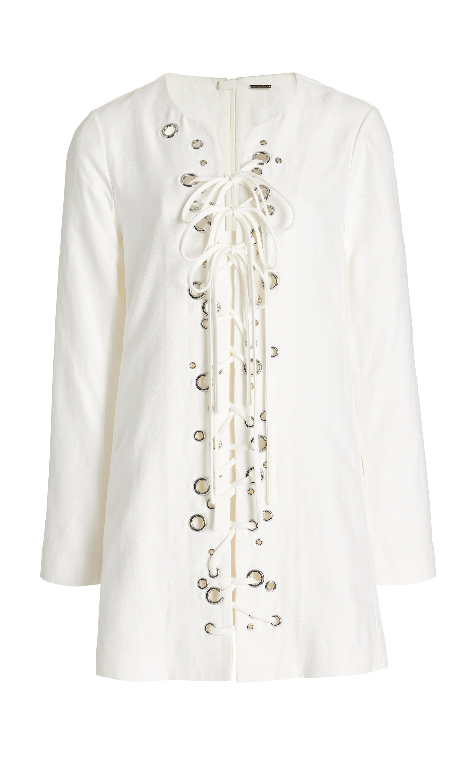 Alexis Marlena Lace-up Long Sleeve Shift Dress In White