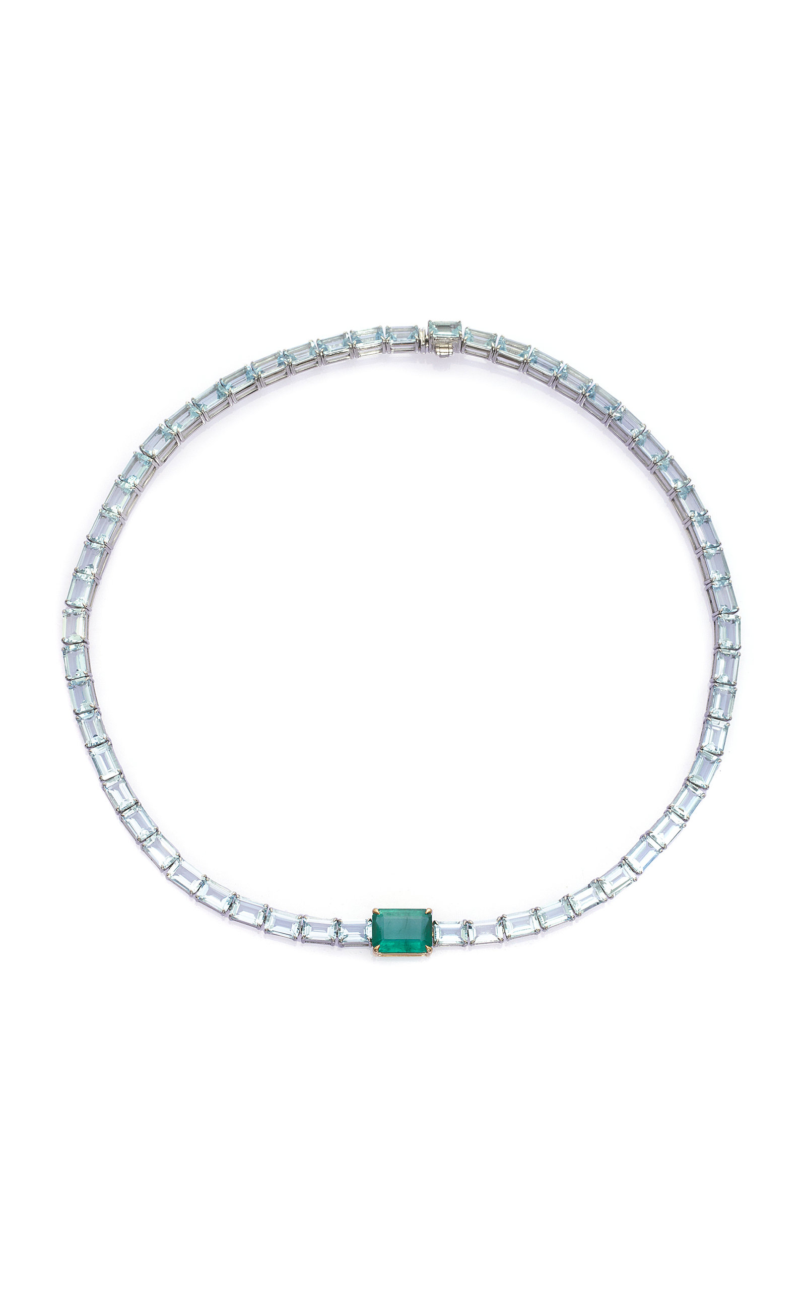 Demeter 18K Yellow Gold Emerald; Aquamarine Necklace