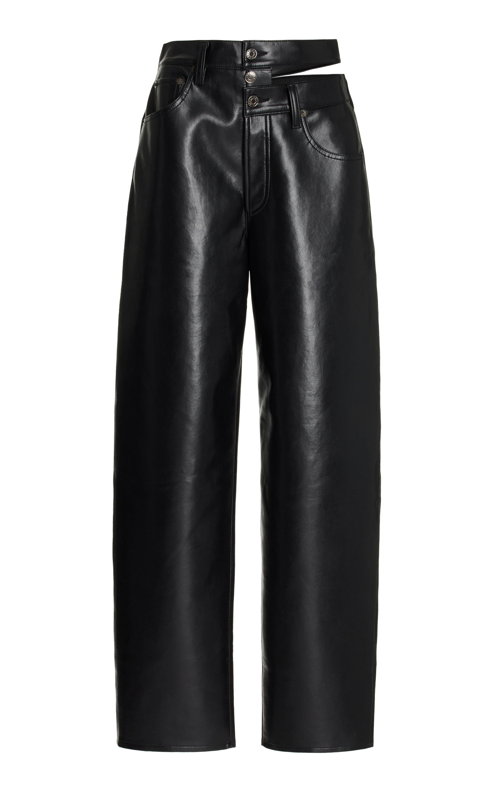 Agolde Recycled Leather Broken Waistband Pants In Black
