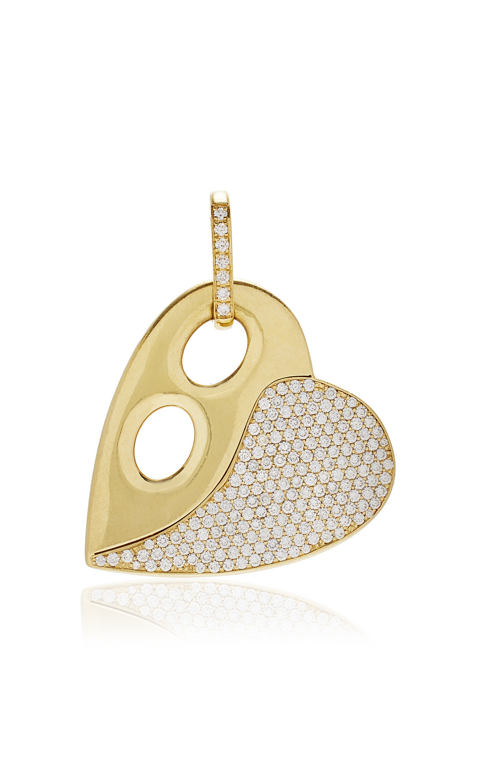 Jenna Blake Women's The Half Pave Anchored Heart 14K Yellow Gold and Diamond Charm